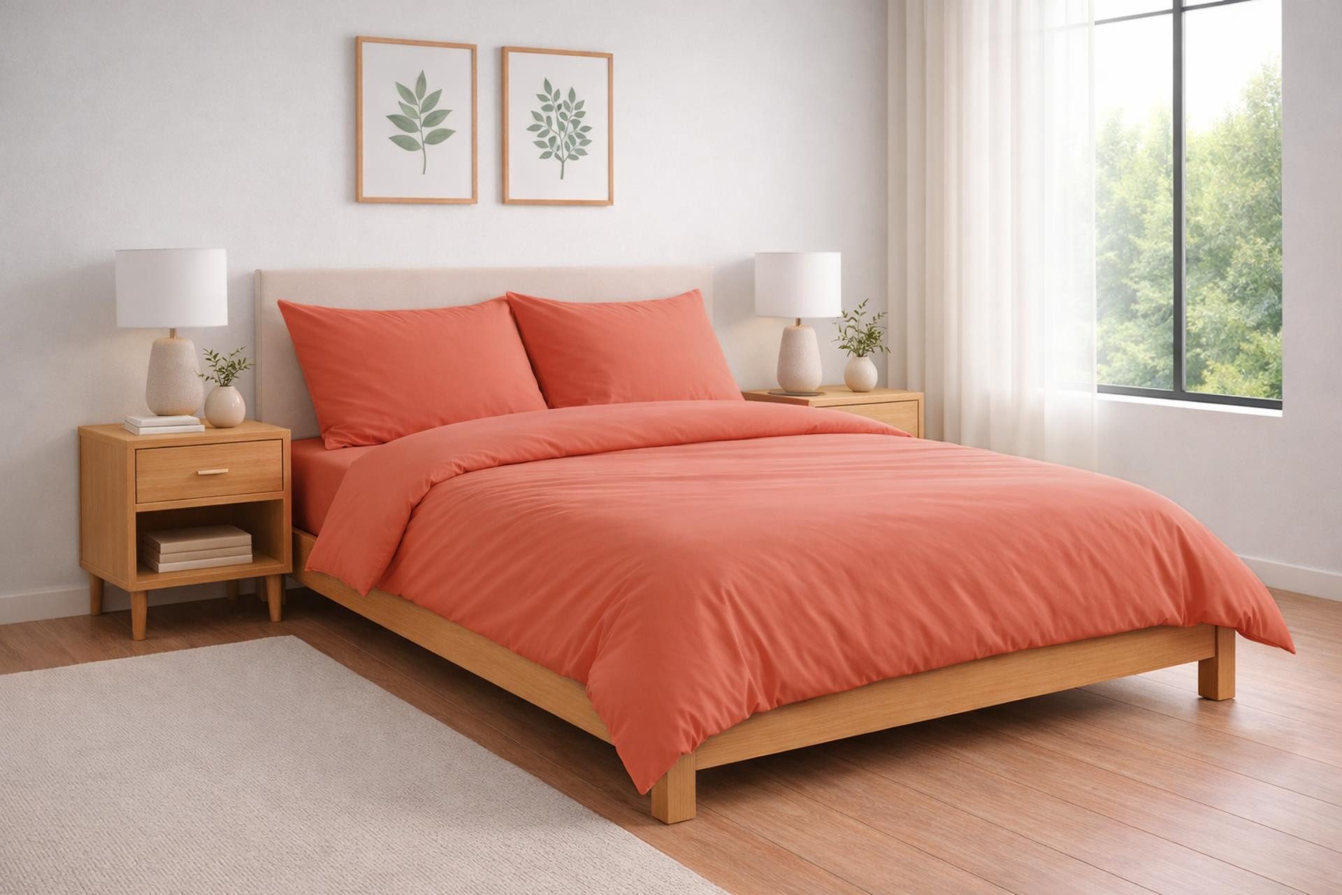 Carpe Sonno Bettwäsche Mako Satin 135 x 200 & 155 x 220 - Baumwolle Reißverschluss Einfarbig, Mako-Satin, 2 teilig, OEKO-TEX Premium Bettbezug 135x200 2 teilig - Lachs Uni