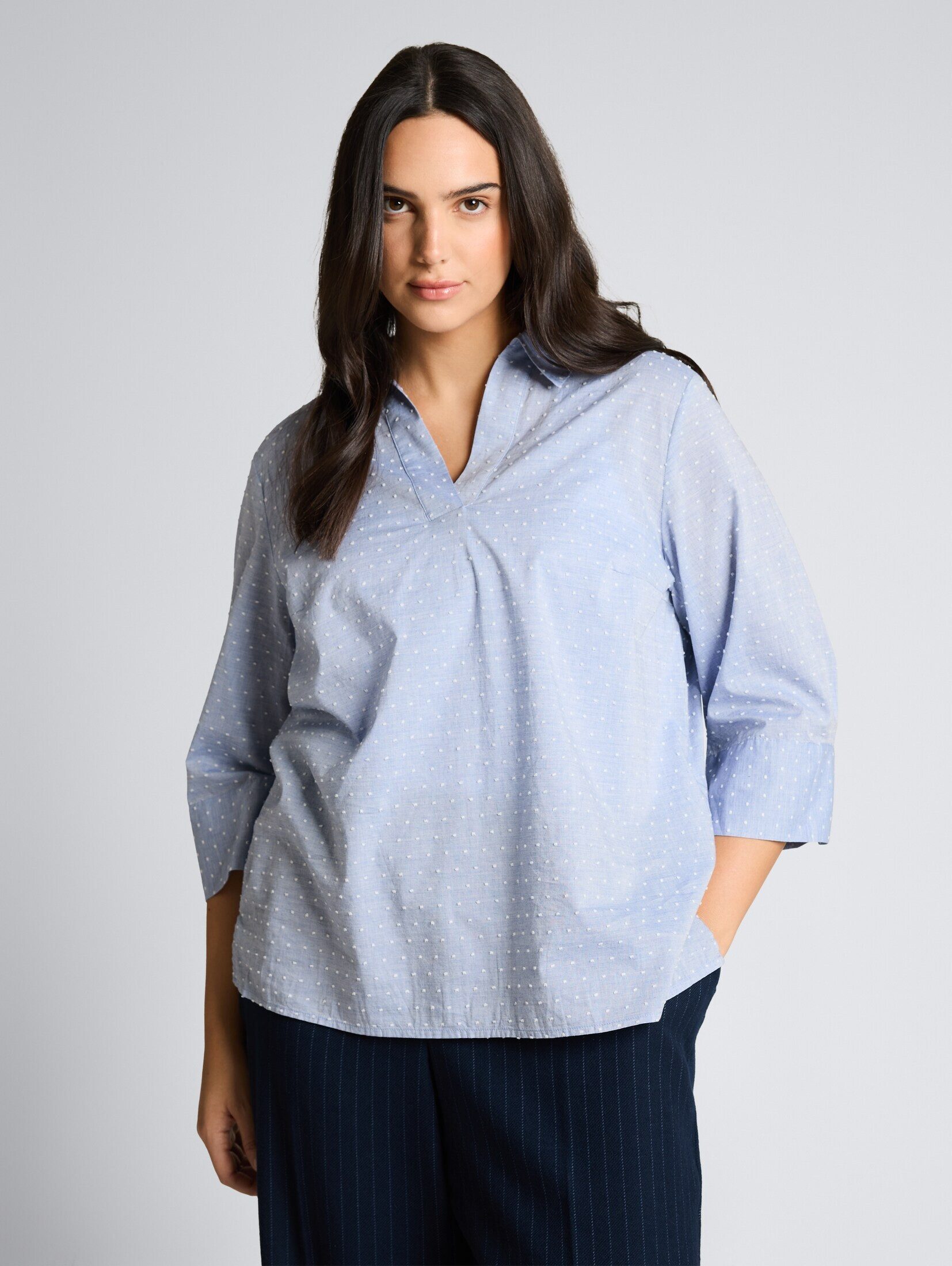 TOM TAILOR PLUS Langarmbluse Blusen & Shirts Plus Size - Loose Fit Bluse mit Stickerei