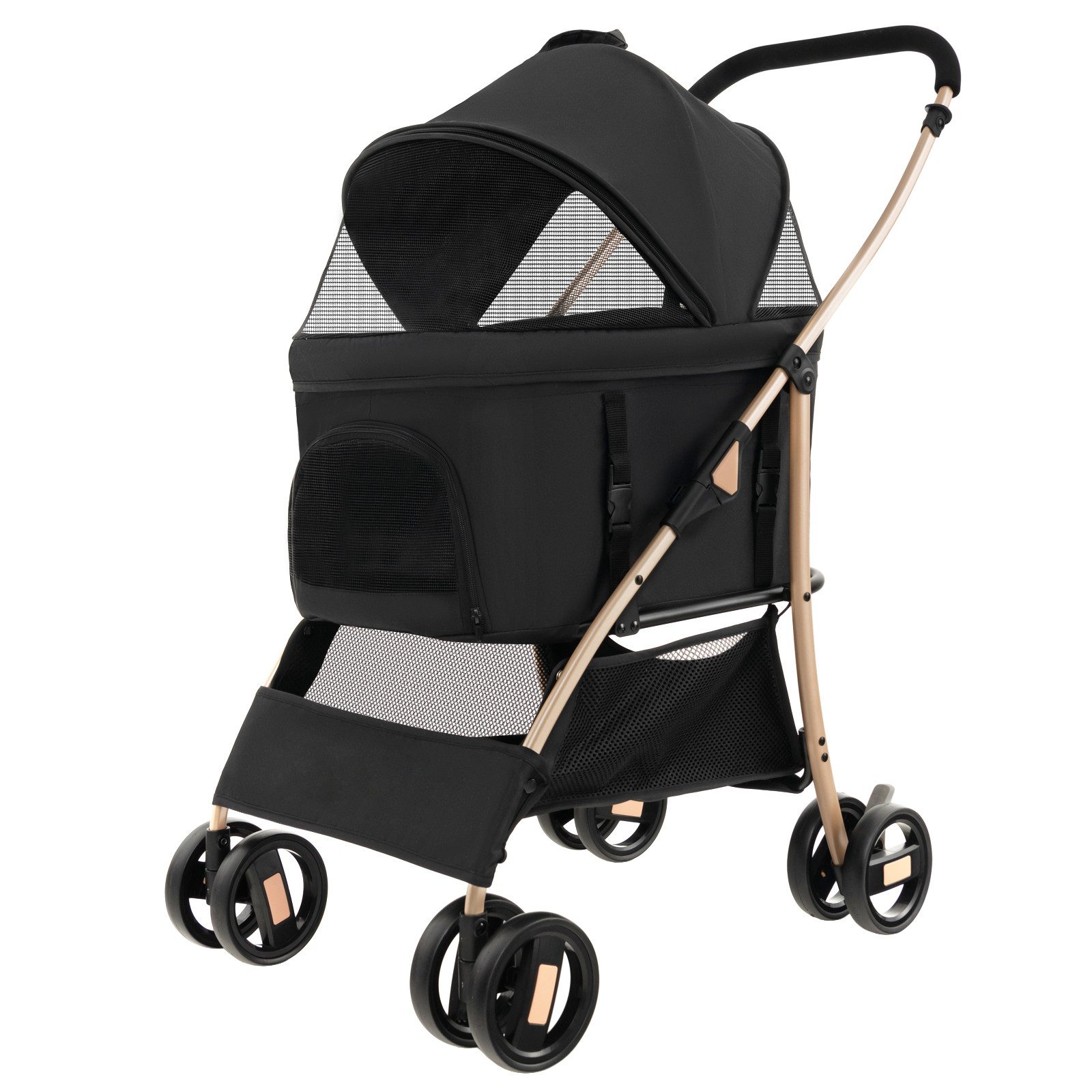 COSTWAY Hundebuggy Hundewagen, mit verstellbarem Vordach, 88 x 48 x 98cm