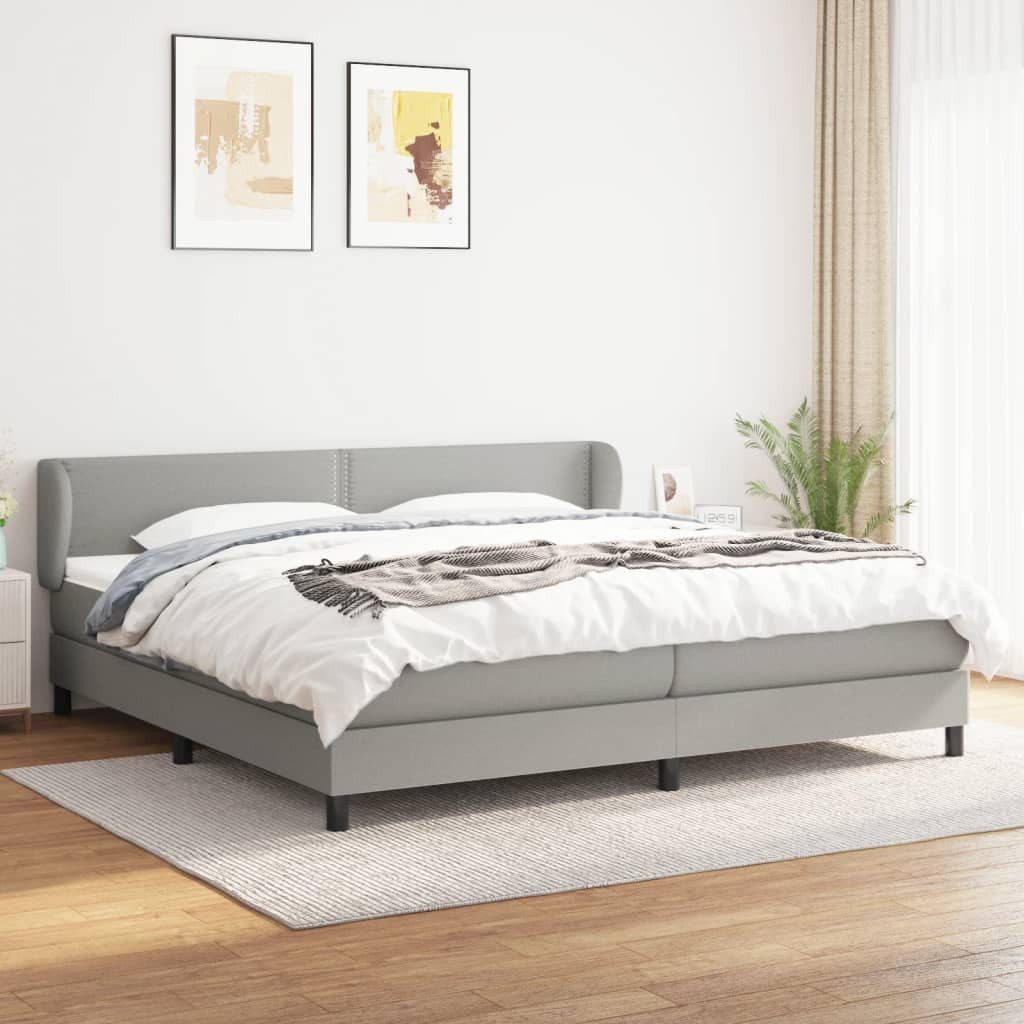 Boxspringbett 200 x 200 cm Boxspringbett mit Matratze Hellgrau 200x200 cm Stoff Bett