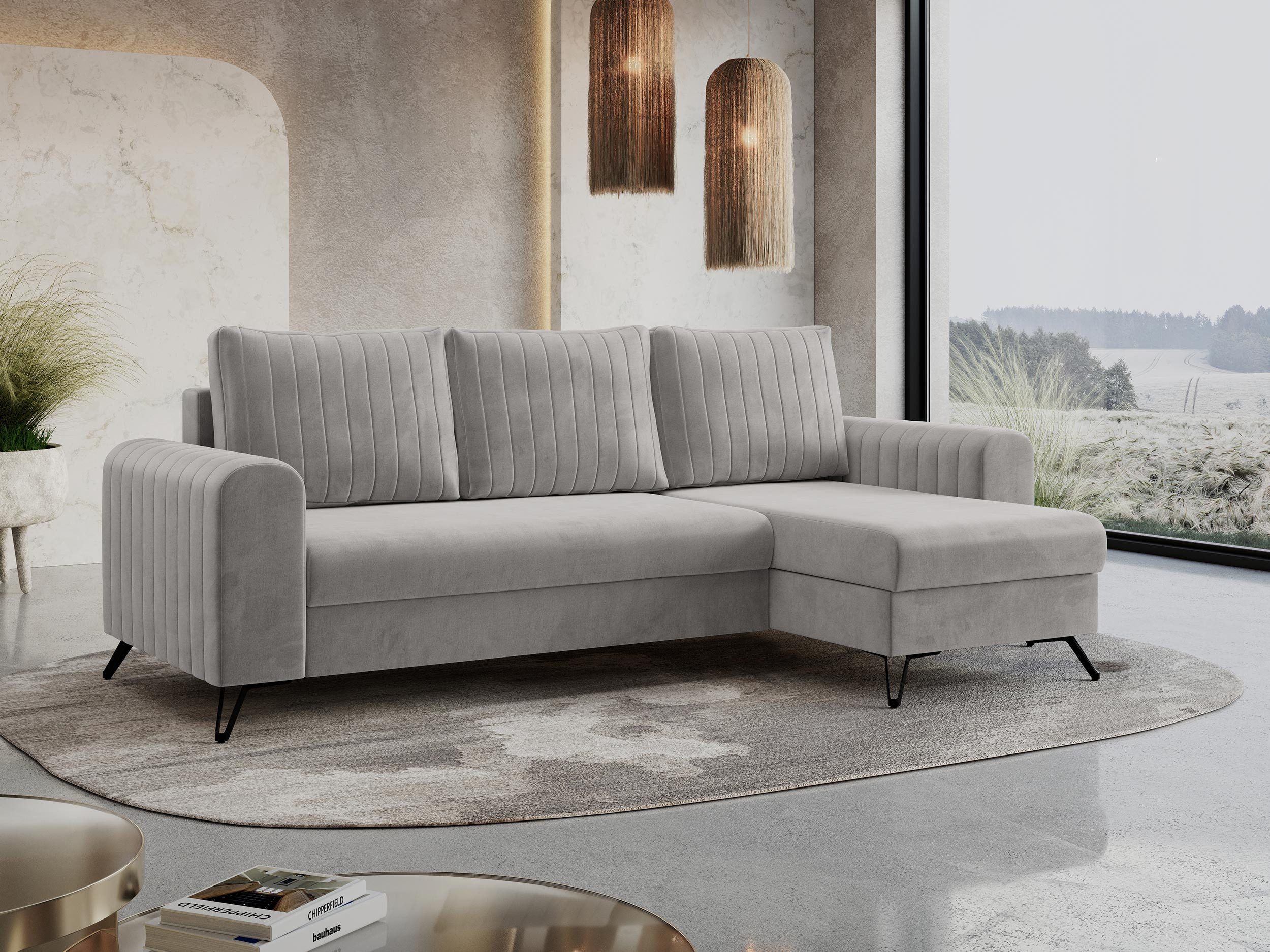 MKS MÖBEL Ecksofa AXEL, Set, lose Kissen, Bonellfedern, T30-Schaum, Schlafsofa, Ecksofa L-form, zwei Bettkästen, Metallbeine
