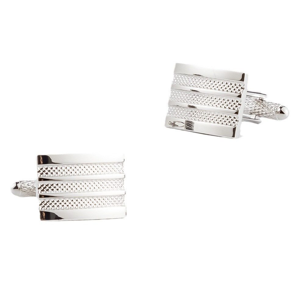 RAIKOU Manschettenknöpfe Gestreifte Edelstahl mit 925 Silber-Einlage (glänzend) (Set), 925er Silber-Einlage