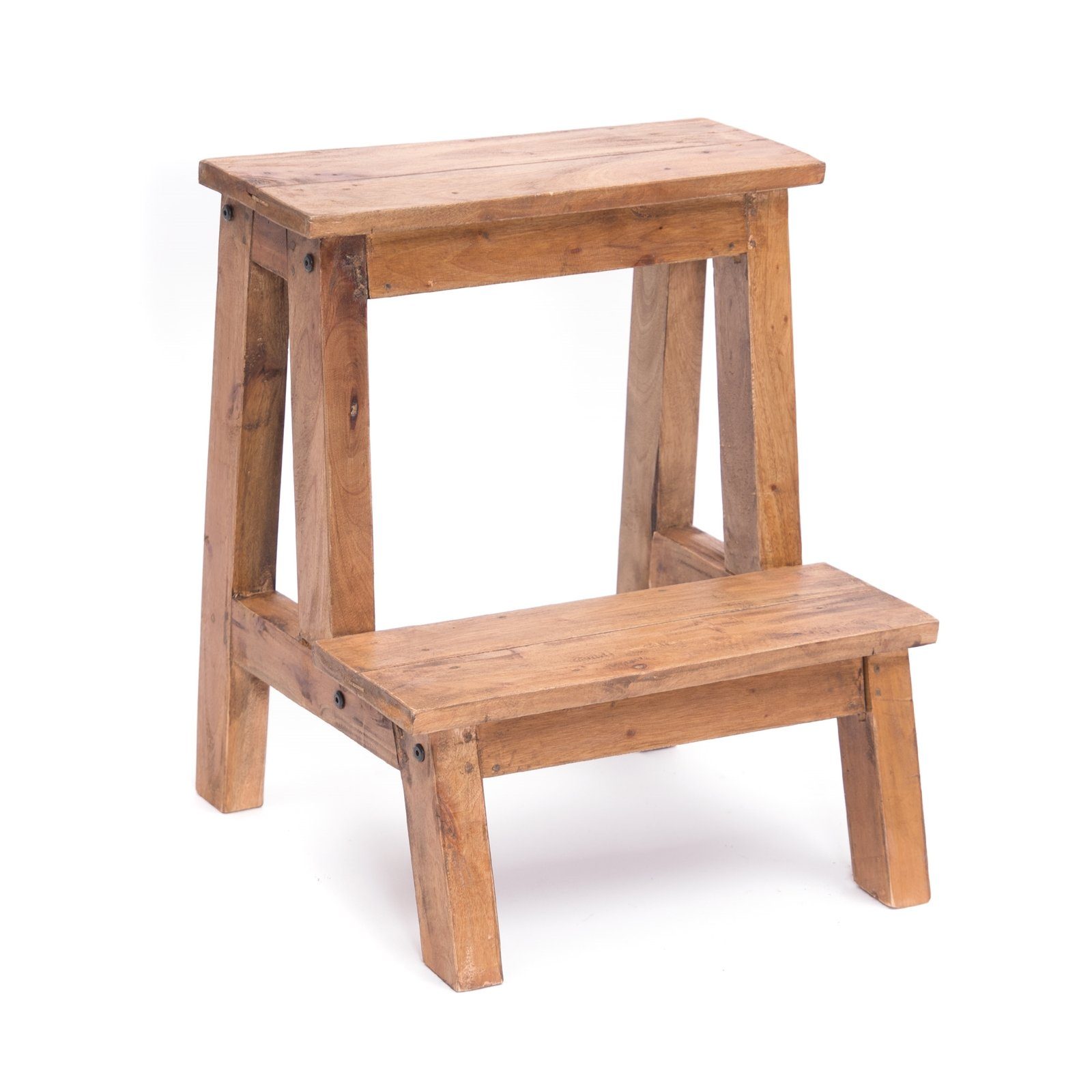 DESIGN DELIGHTS Regal PFLANZEN HOCKER "FICUS", Altholz massiv Holz, 2 Stufen, Blumentreppe