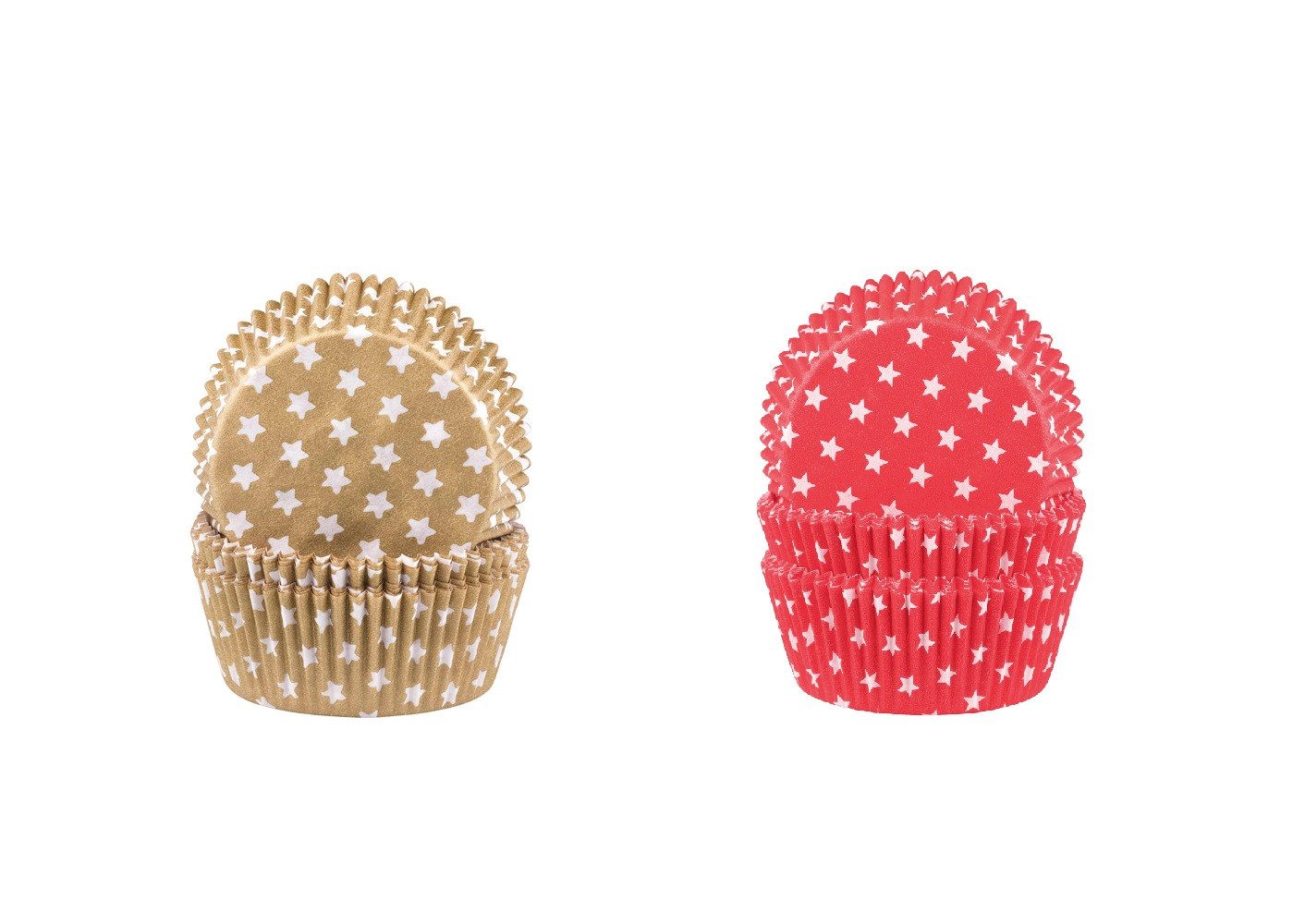 Demmler Muffinform 2er Set - Gold und Rot mit weißen Sternen - 2x 60 Stück, weihnachtliche Formen und Dekoration für Backwaren - Made in Germany