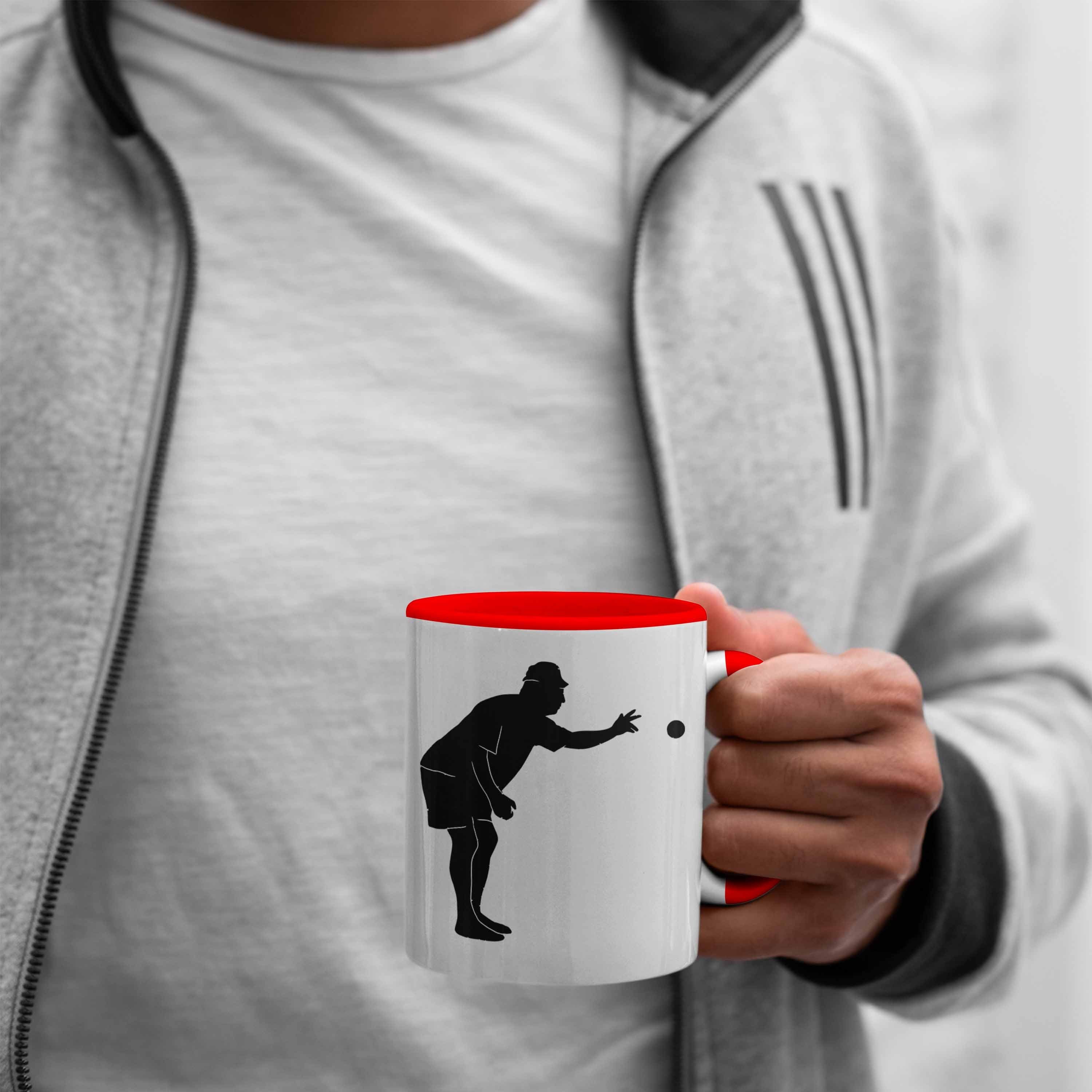 Tasse Boule Spruch Geschenkidee Werfende Grafik Boule-Spieler Tasse Geschenk Trendation Rot