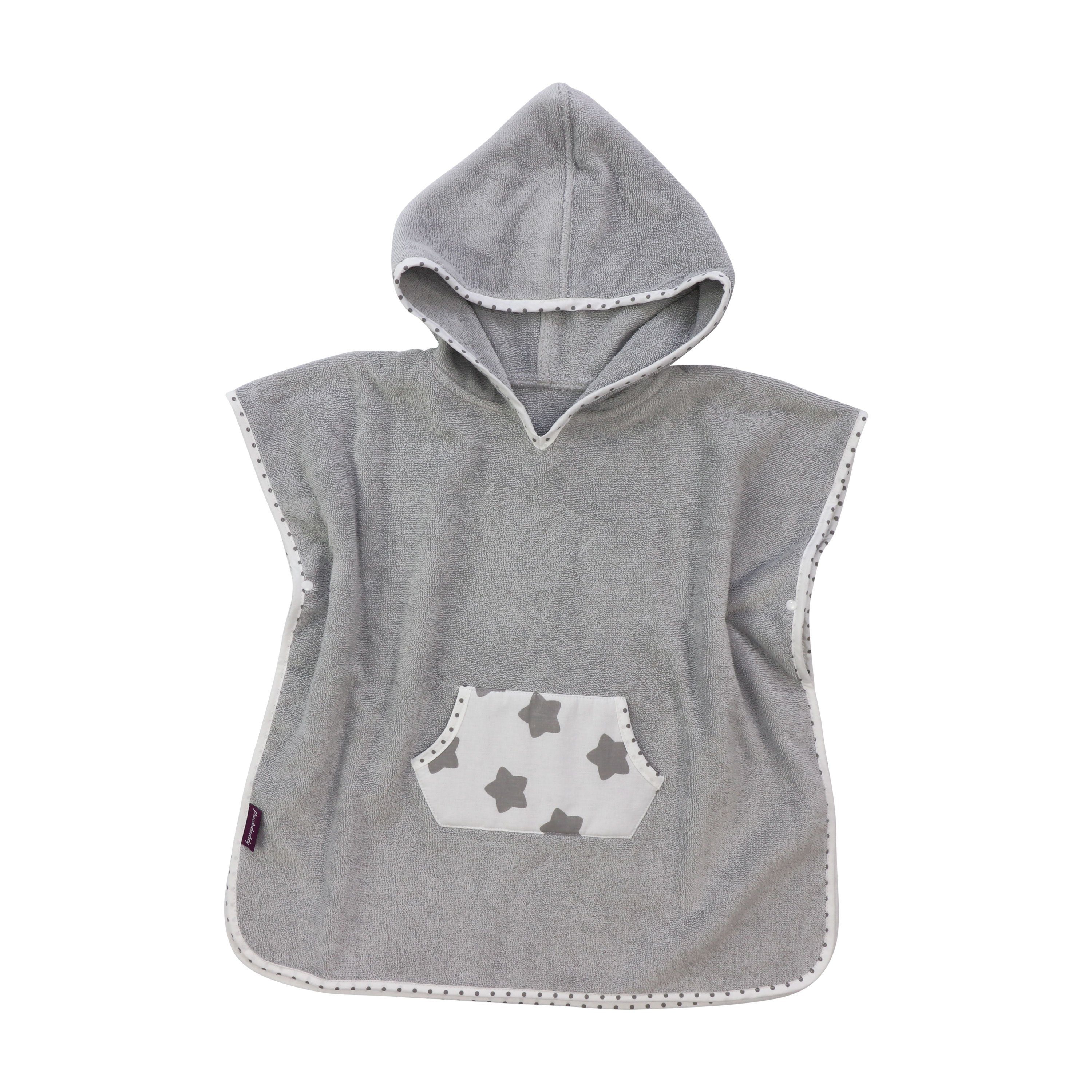 Puckdaddy GmbH Babybademantel Freya 57x84cm mit Kapuze mit Sterne-Muster in Grau