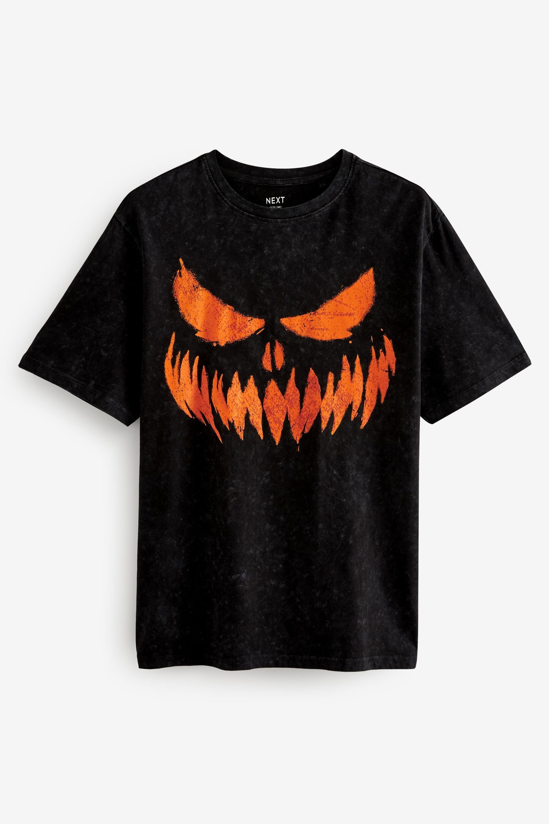 Next Print-Shirt Halloween-T-Shirt (1-tlg) Pumpkin Face Black