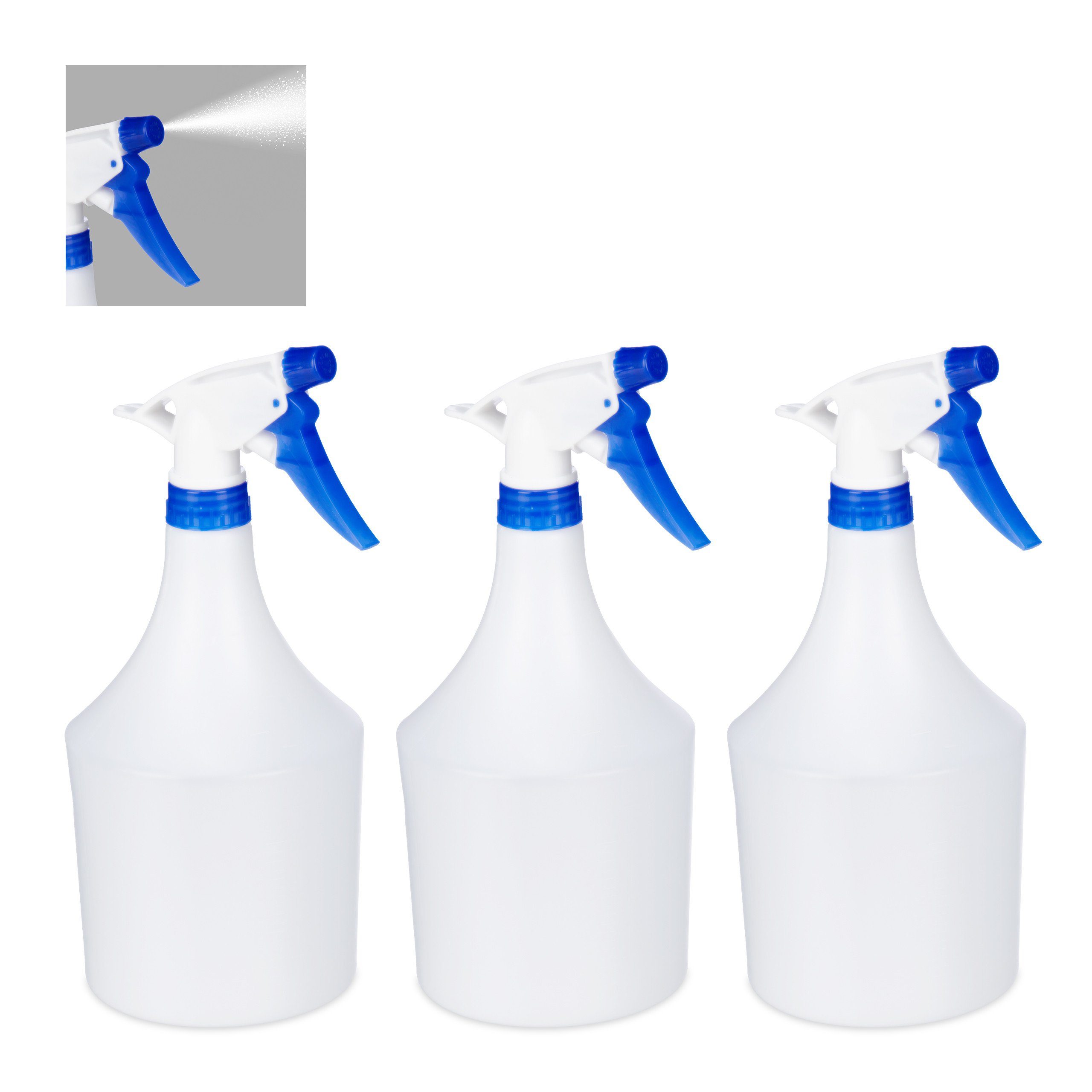 relaxdays Sprühflasche Sprühflasche 3er Set, Blau