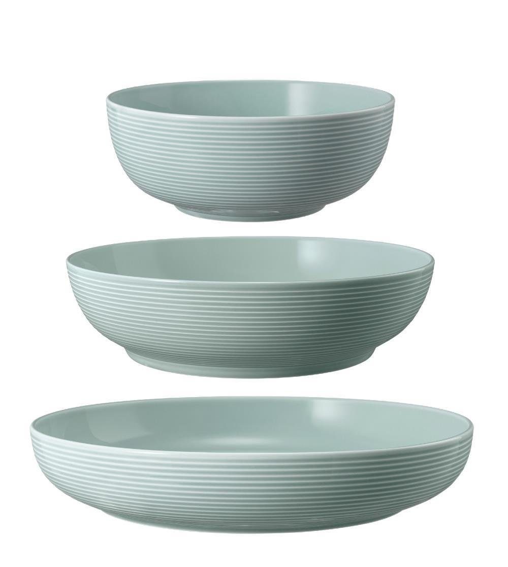 Seltmann Weiden Schale Seltmann Weiden Beat Arktisblau Foodbowl Set 3tlg. 20/25/28 cm, Porzellan, (3 Schüsseln)