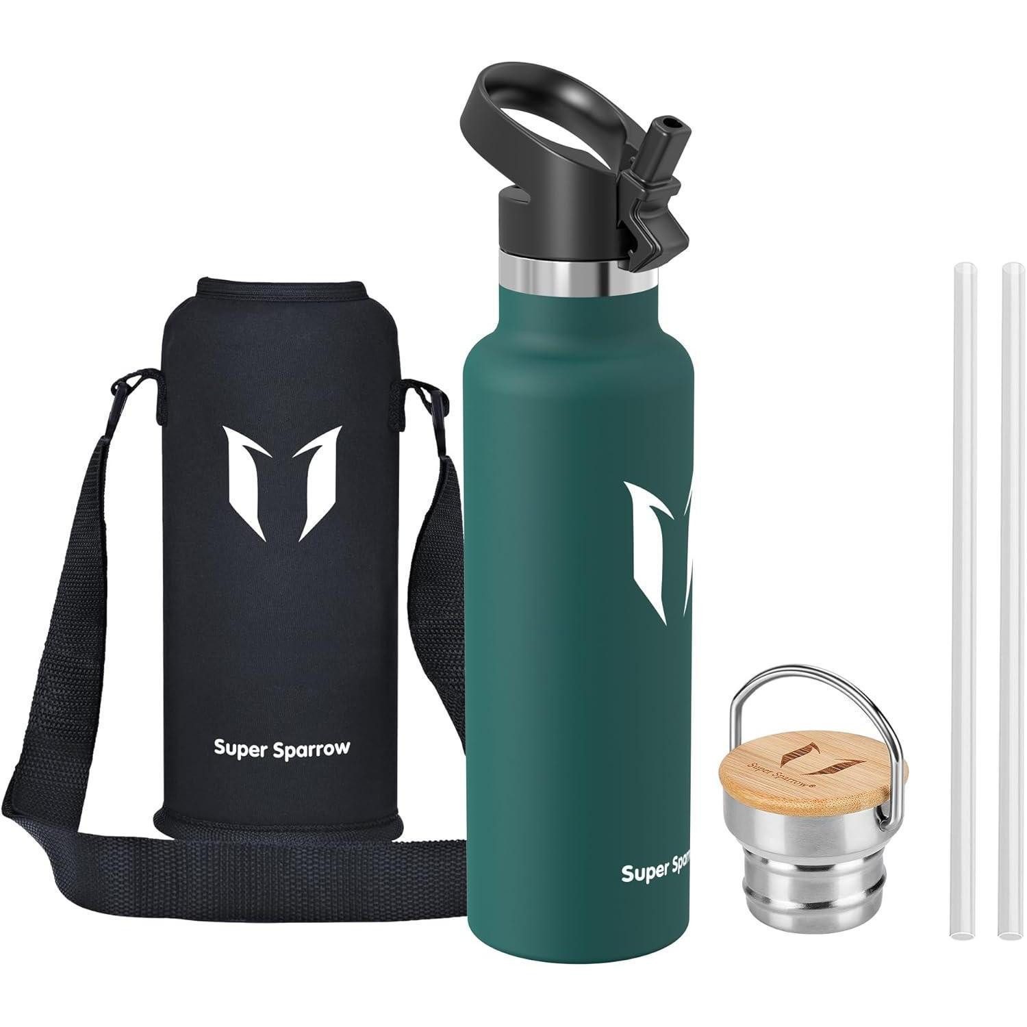 LuxusKollektion Thermoflasche Trinkflasche Edelstahl auslaufsicher BPA frei 500ml 620 ml Dunkelgrün