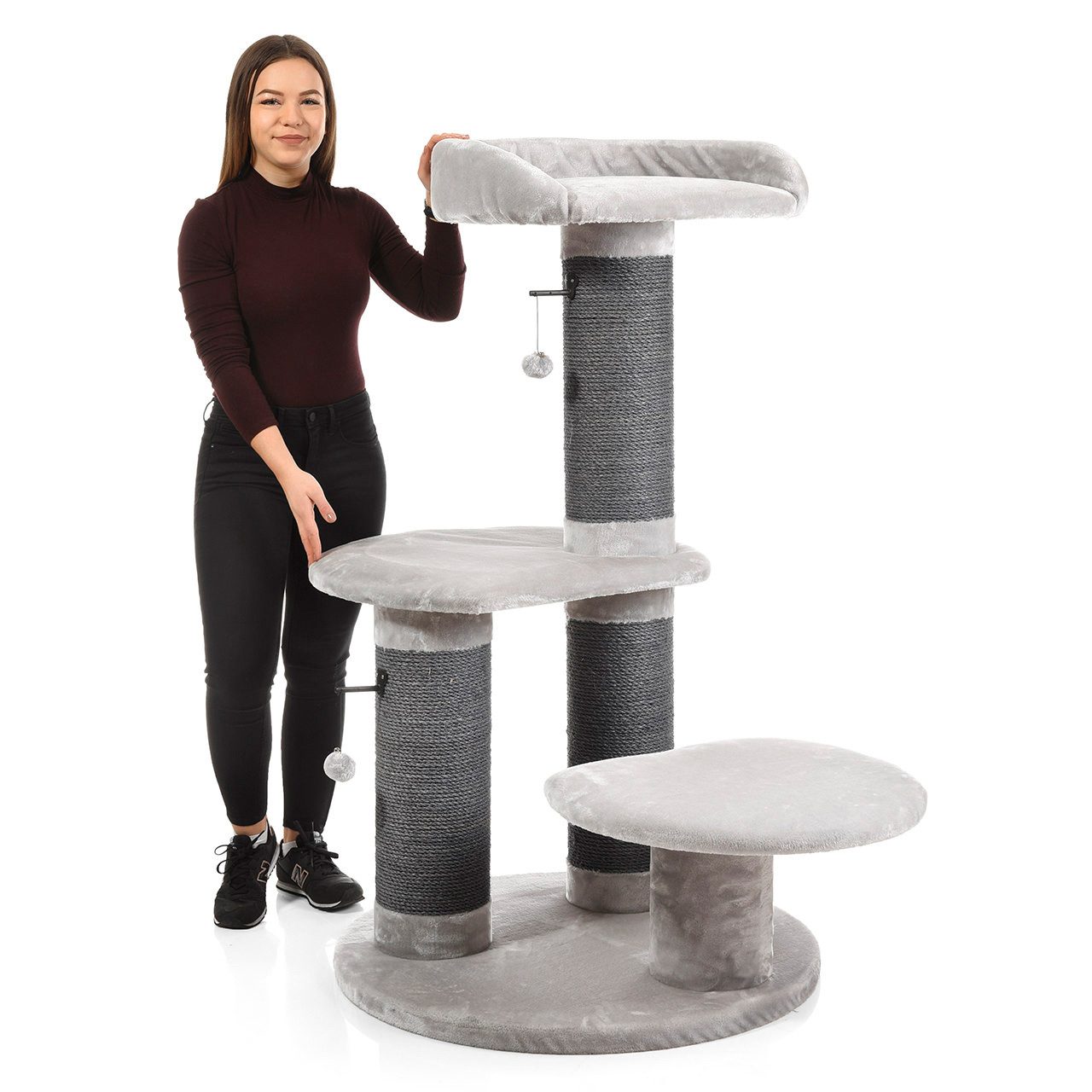 Canadian Cat Company Kratzbaum Kanata, grau, Kratzstämme Ø 20cm, ca 110 x 80 x 138 cm