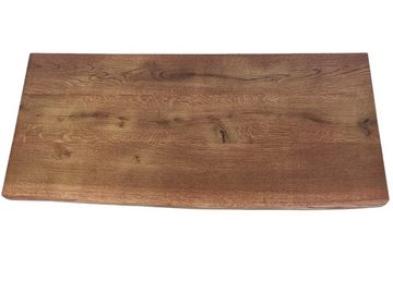 DM-Handel Waschtischplatte Eiche Holzplatte Waschbeckenplatte (als Ergänzung zum Waschbecken (freistehend), massiv Holz 4 cm, Naturkante Teak von 40 cm bis 100 cm Länge), 4 cm starke Platte
