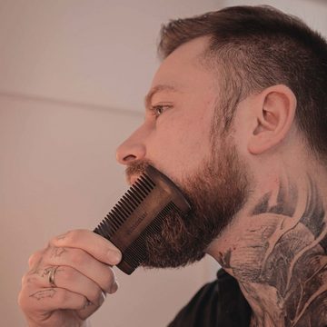 Störtebekker Bartkamm aus Holz mit handgefertigtem Lederetui - Bringt jeden Bart in Form