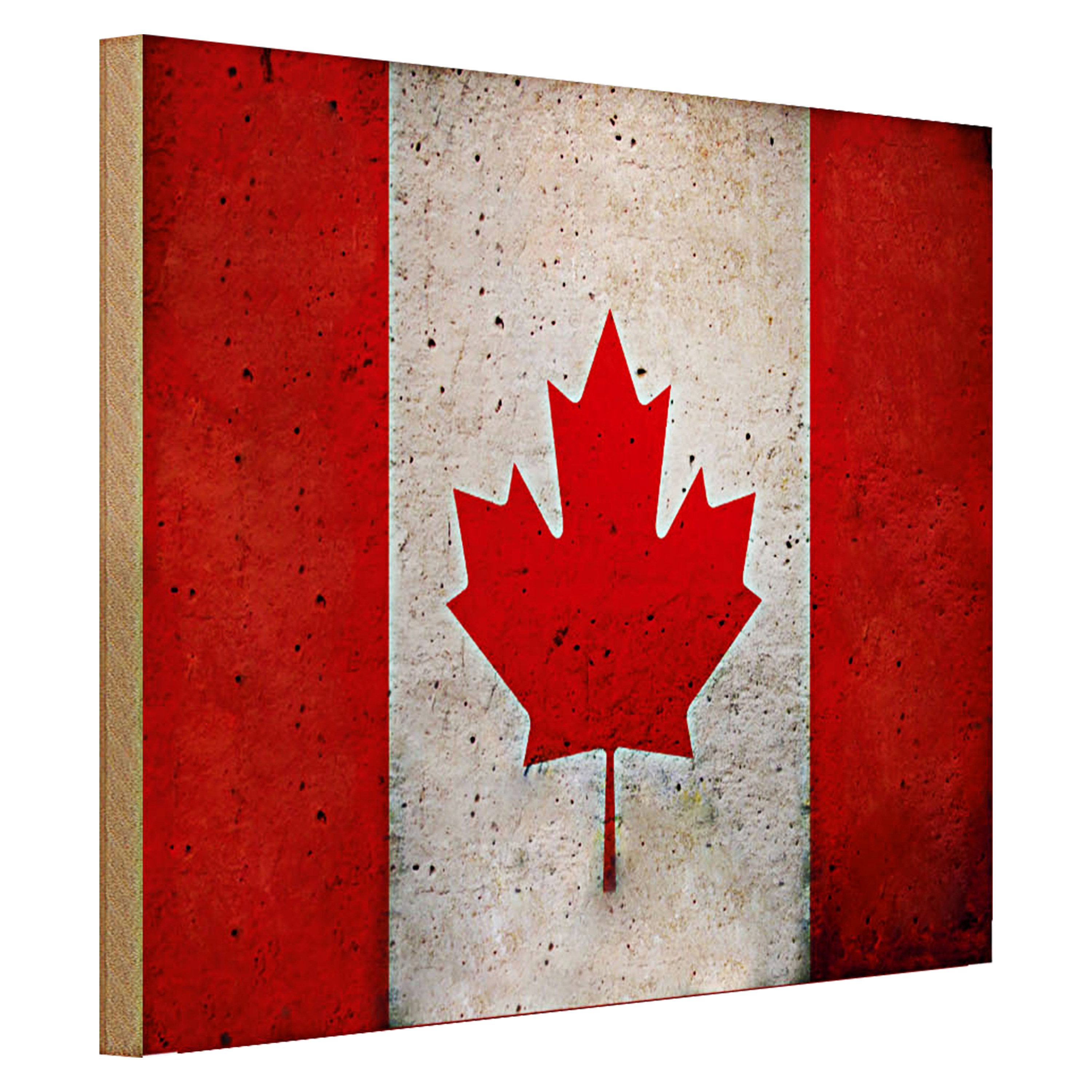 Roomando Holzbild Flagge 40x30cm Kanada Fahne Wanddeko