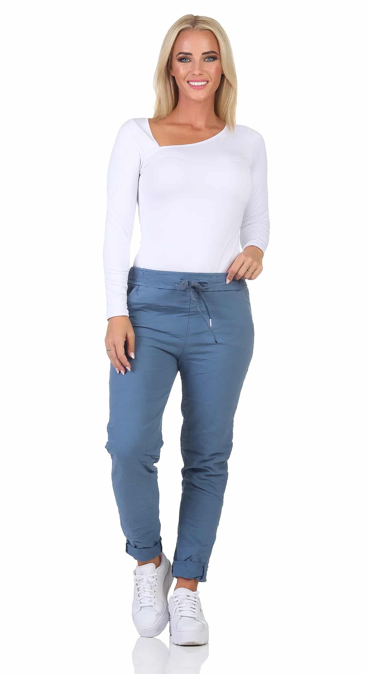 OriginalYou Schlupfhose Damen Freizeithose Winter Cotton mit Stretch bequeme Chino Hose Gummibund & Kordelzug, unifarben – Bild 5 von 5