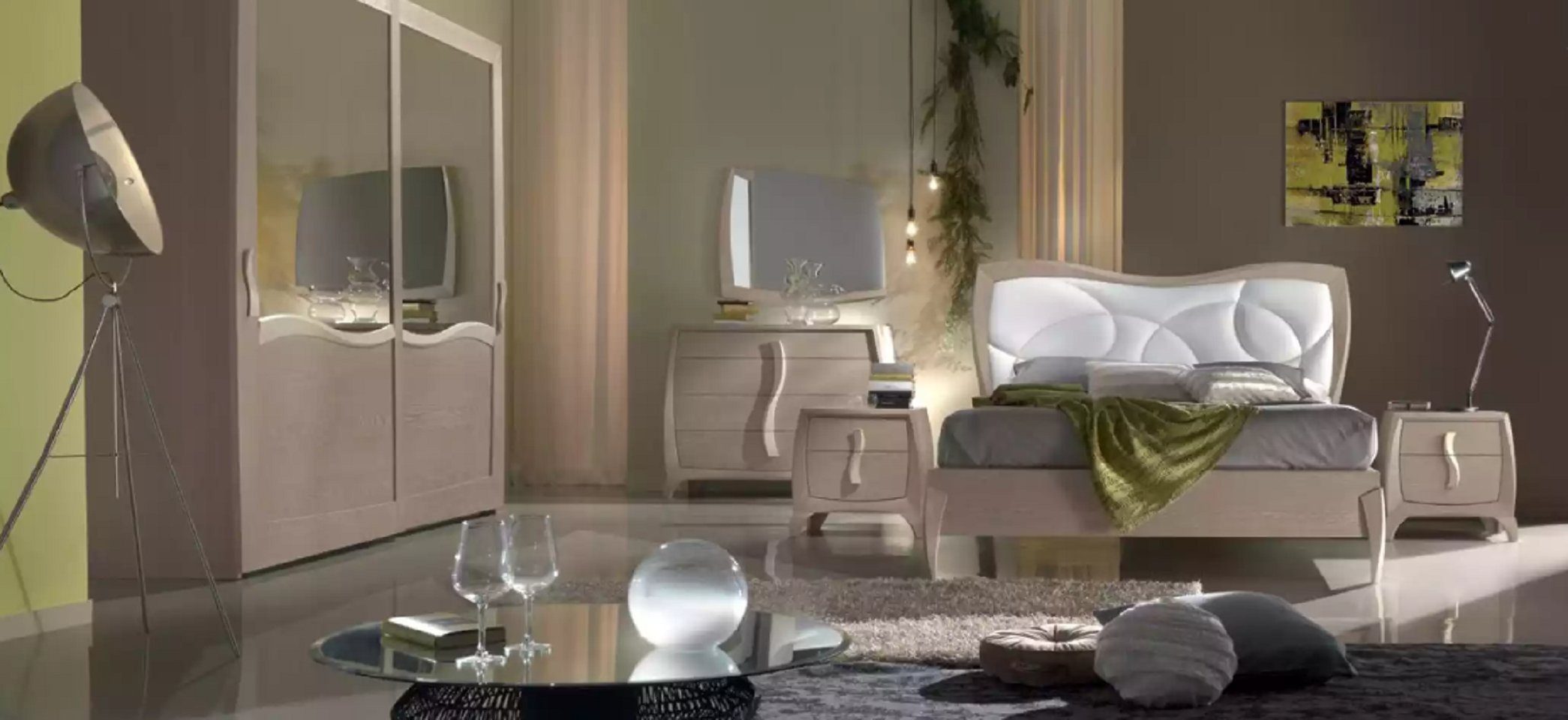 Luxus Bett Italy Bett + tlg. (3-St., JVmoebel Komplett Made in Nachttische Nachttische), Schlafzimmer-Set Garnitur, Schlafzimmer 3 2x Design 2x