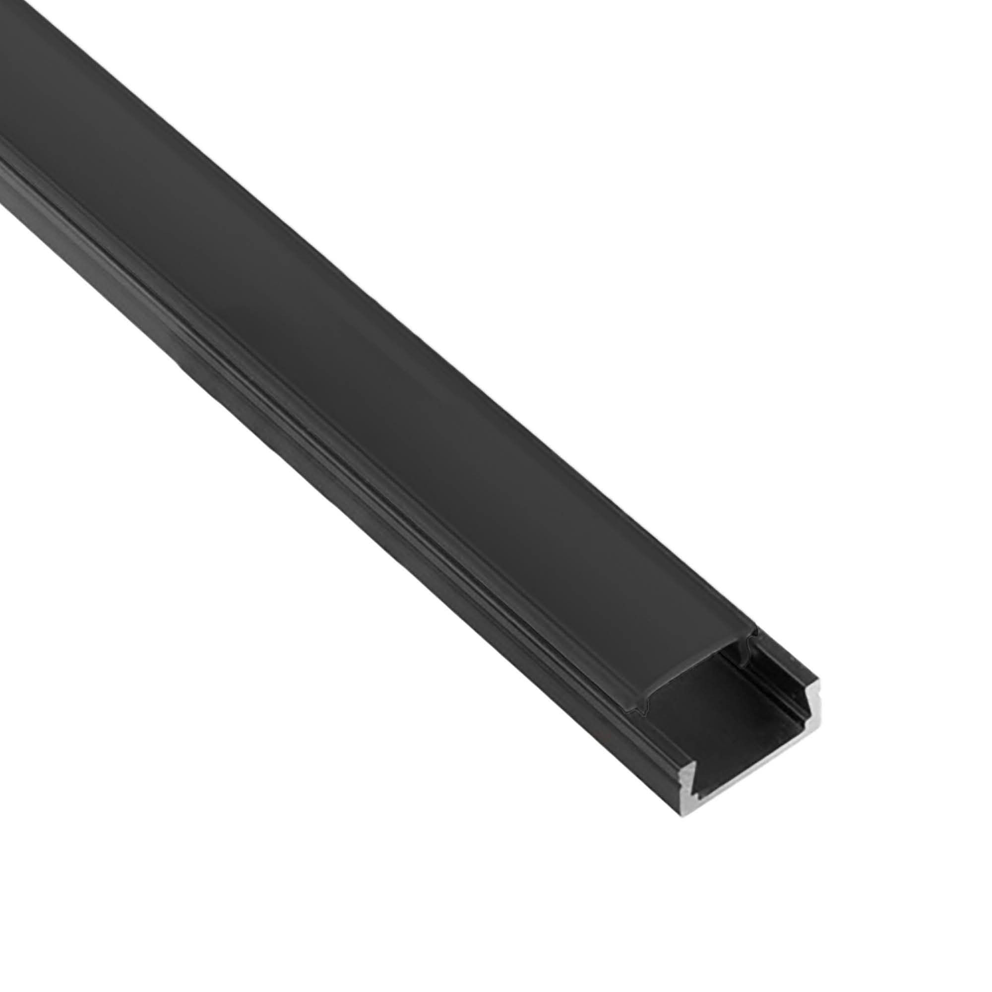 tktrading24 LED-Stripe-Profil A15 LED Aluprofil Schwarz mit Abdeckung - Premium LED-Profil