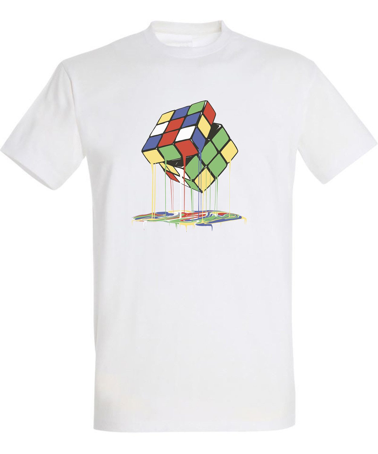 T-Shirt Herren Print Shirt - Zerlaufender Zauberwürfel
