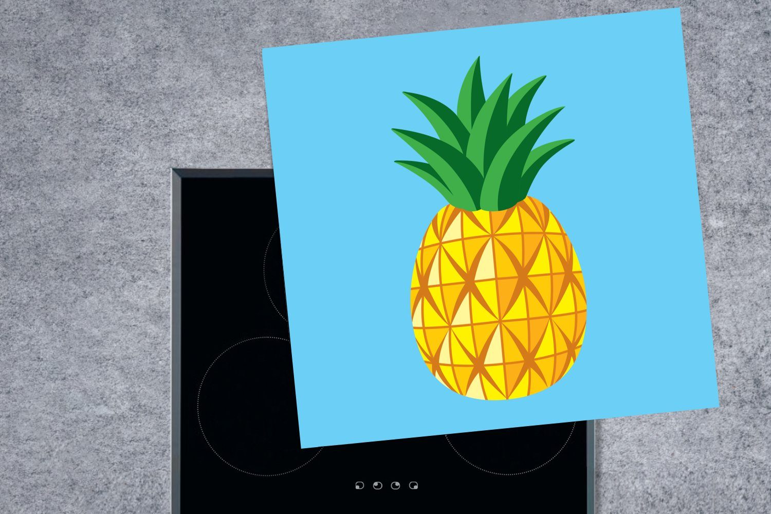 78x78 tlg), Herdblende-/Abdeckplatte cm, Ananas, Arbeitsplatte küche einer abstrakten Vinyl, für MuchoWow Ceranfeldabdeckung, Illustration (1