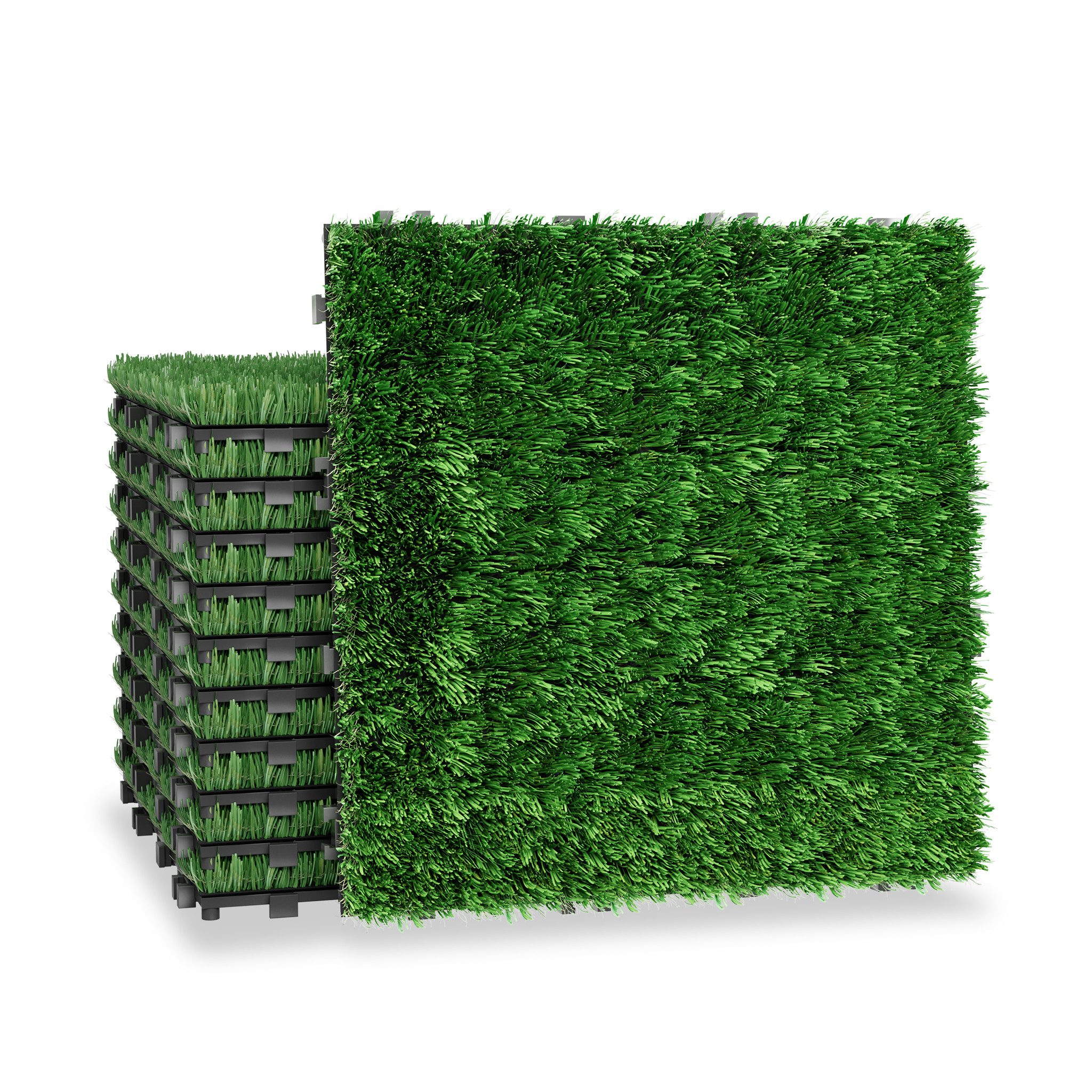 AUFUN Kunstrasen 11 Stücke Grasmatte 0,9 m² Rasenteppich Rollrasen