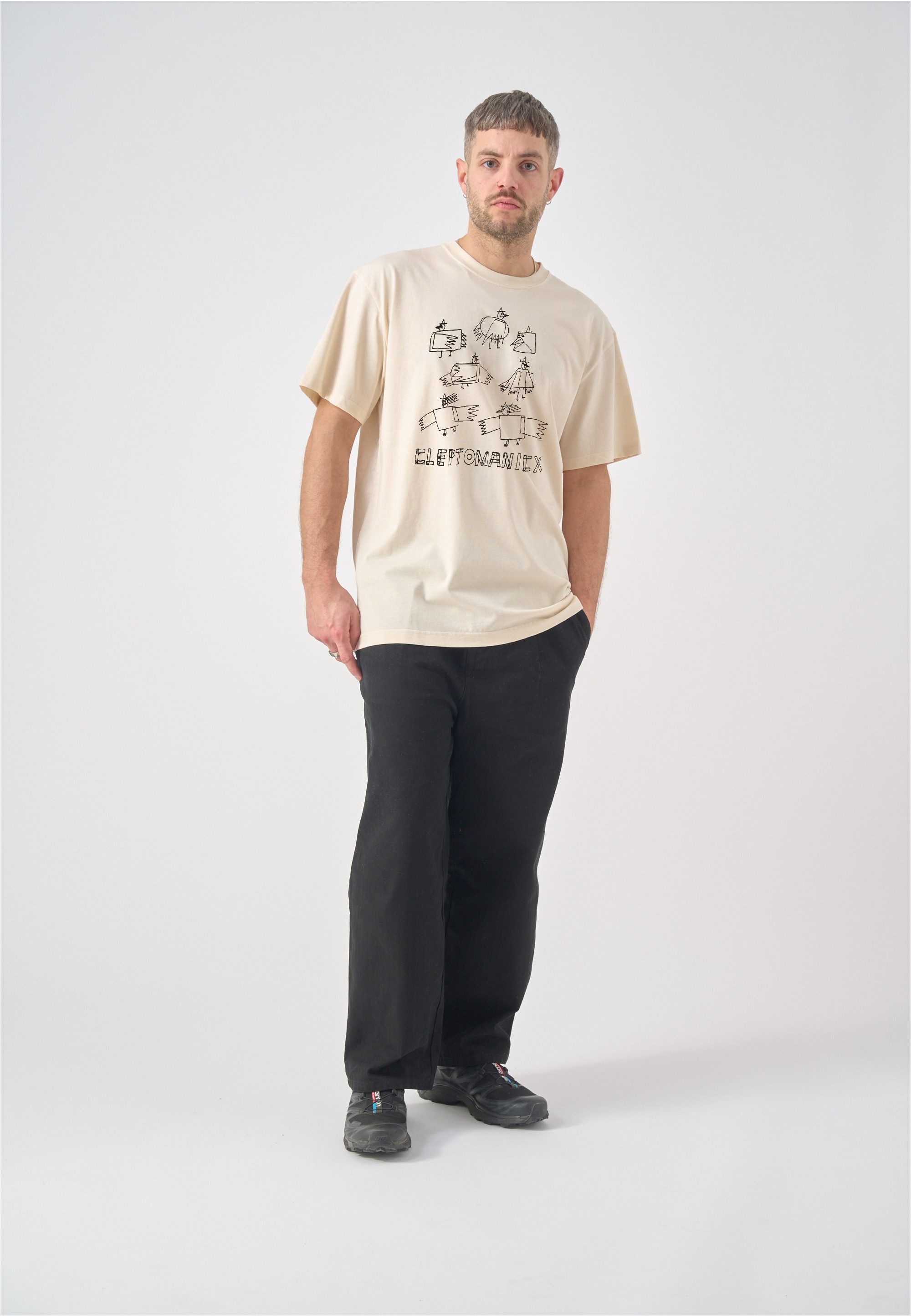 Cleptomanicx T-Shirt Square Gull mit lässigem Frontprint