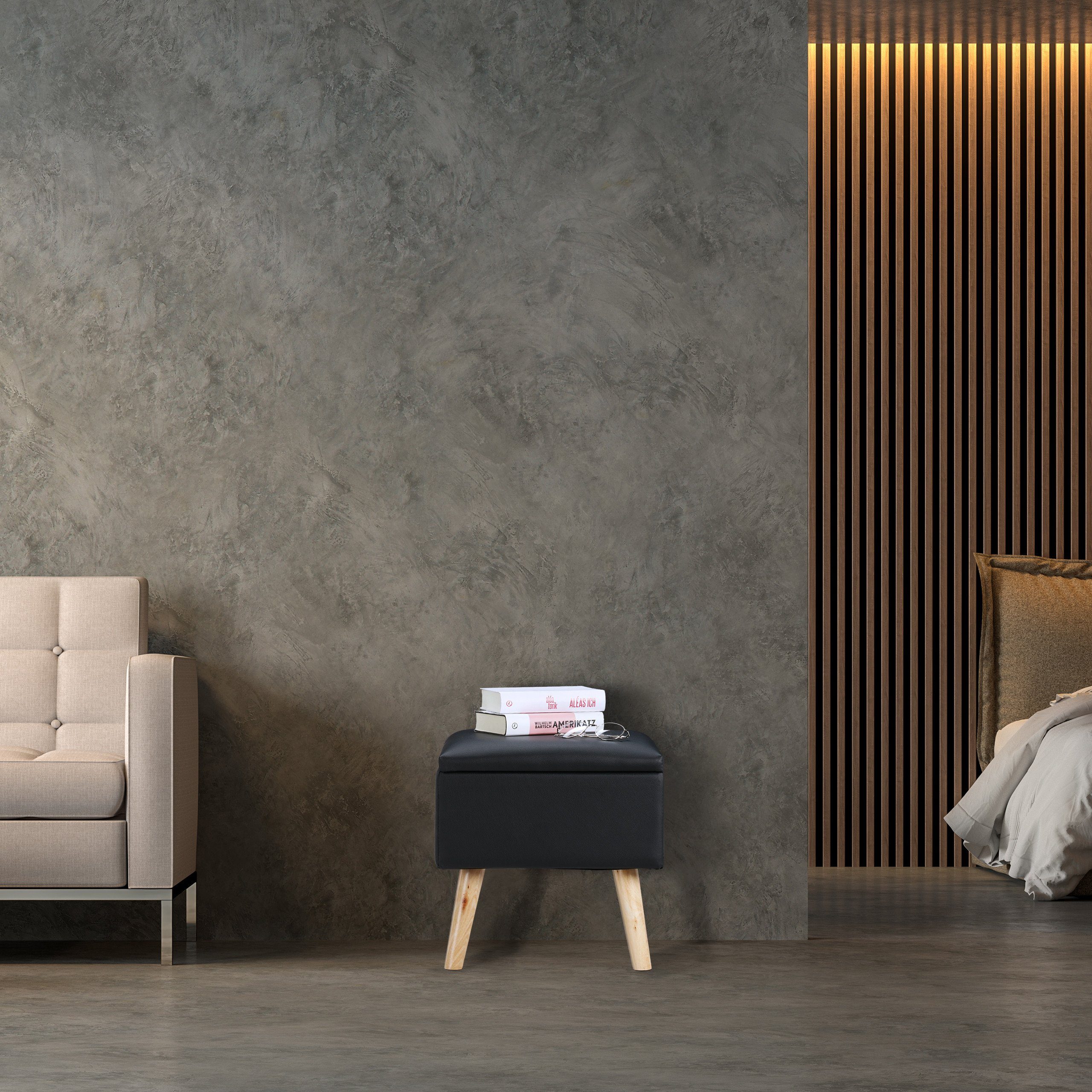 relaxdays Stauraumhocker Sitzhocker mit Stauraum Kunstleder, günstig online kaufen