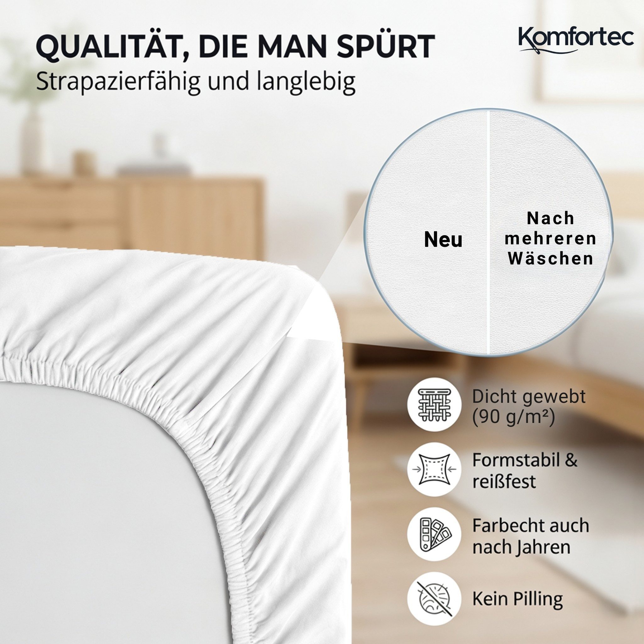 Komfortec Spannbettlaken Boxspringbett bis 15cm - 30cm Matratzenhöhe, Mikrofaser, Gummizug: Rundum, (2 Stück) – Bild 5 von 5