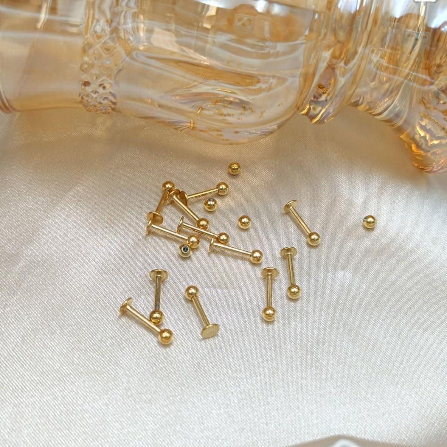 LuxusKollektion Piercing-Set Lippenpiercing Stecker Chirurgenstahl Labret 1,2mm 12er Gold 8mm