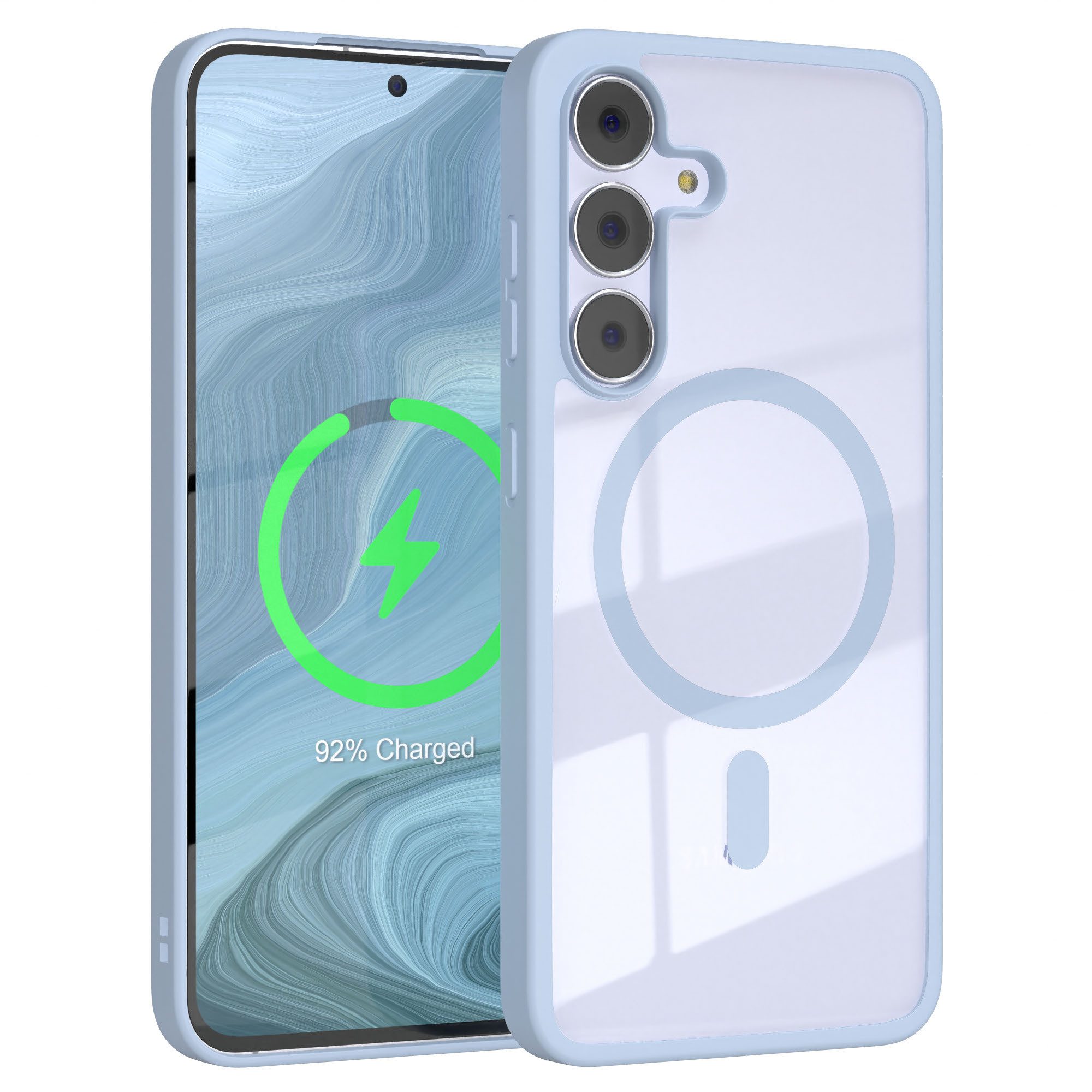 EAZY CASE Handyhülle Transparente Hülle mit MagSafe Galaxy S25 FE 6,7 Zoll, Softcase, Schutzhülle mit Displayschutz, stoßfest, kratzfest, Hellblau