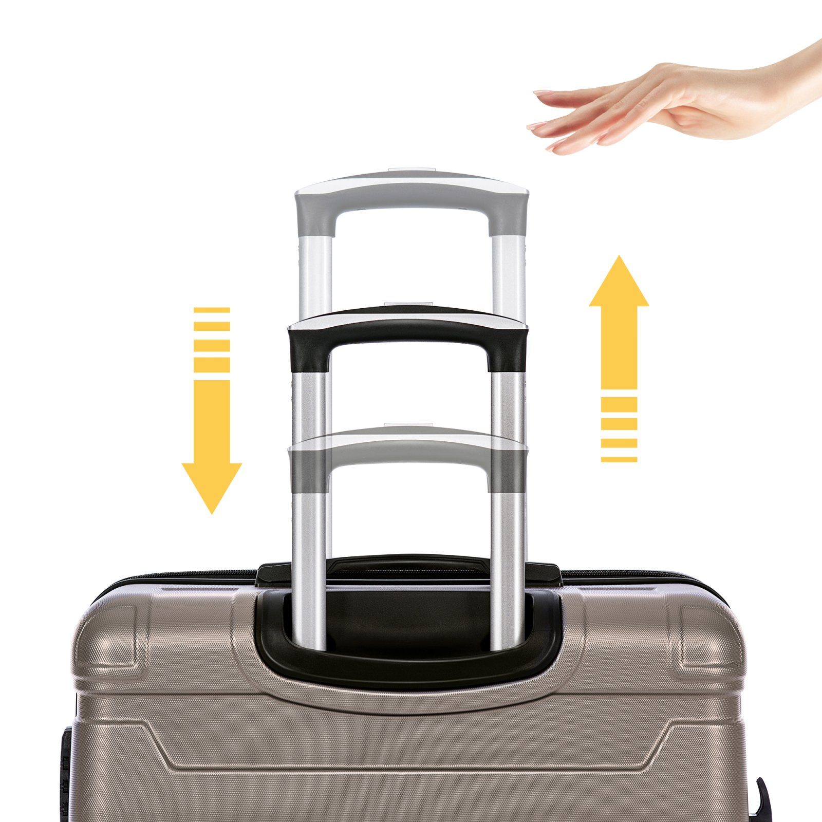 SEEZSSA Handgepäckkoffer Hartschalen-Handgepäck Trolleyset Koffer TSA-Schloss mit Universalrad Gold
