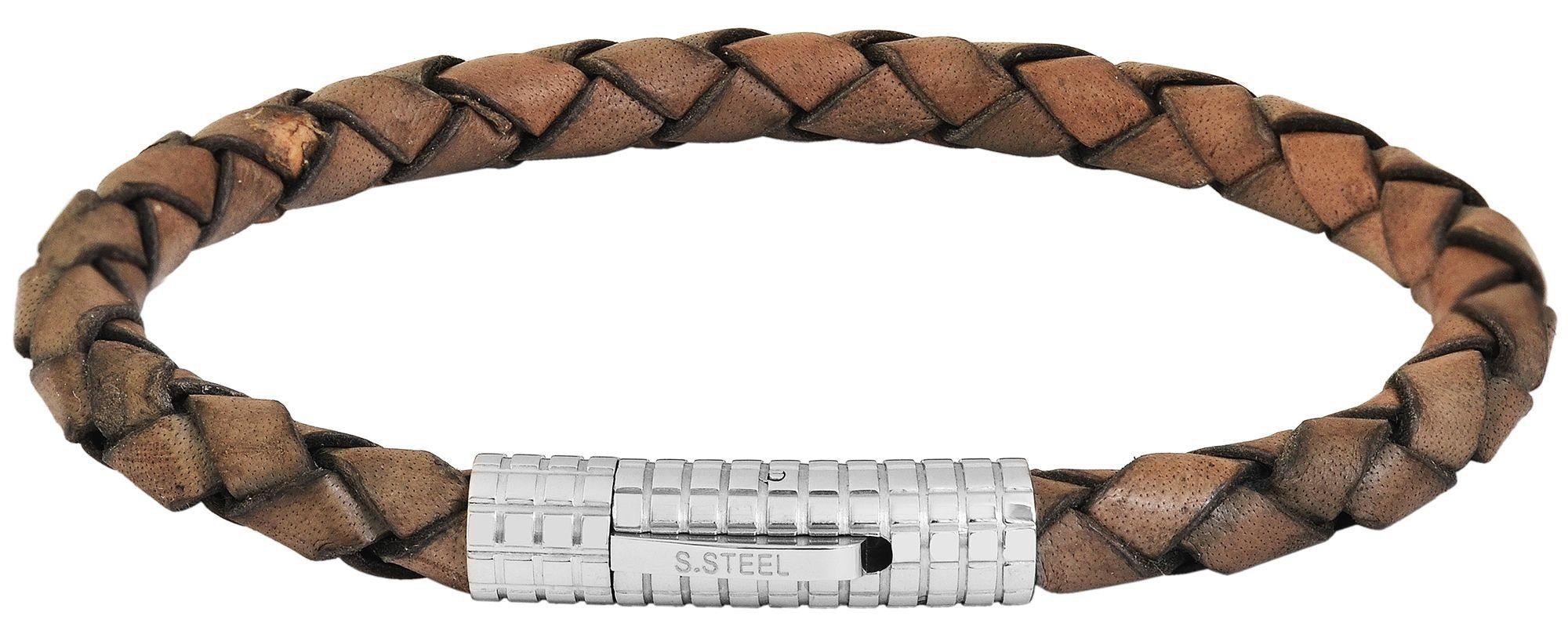 AKZENT Lederarmband Tendai Unisex Armband aus Echtleder geflochten (einzeln) Grau