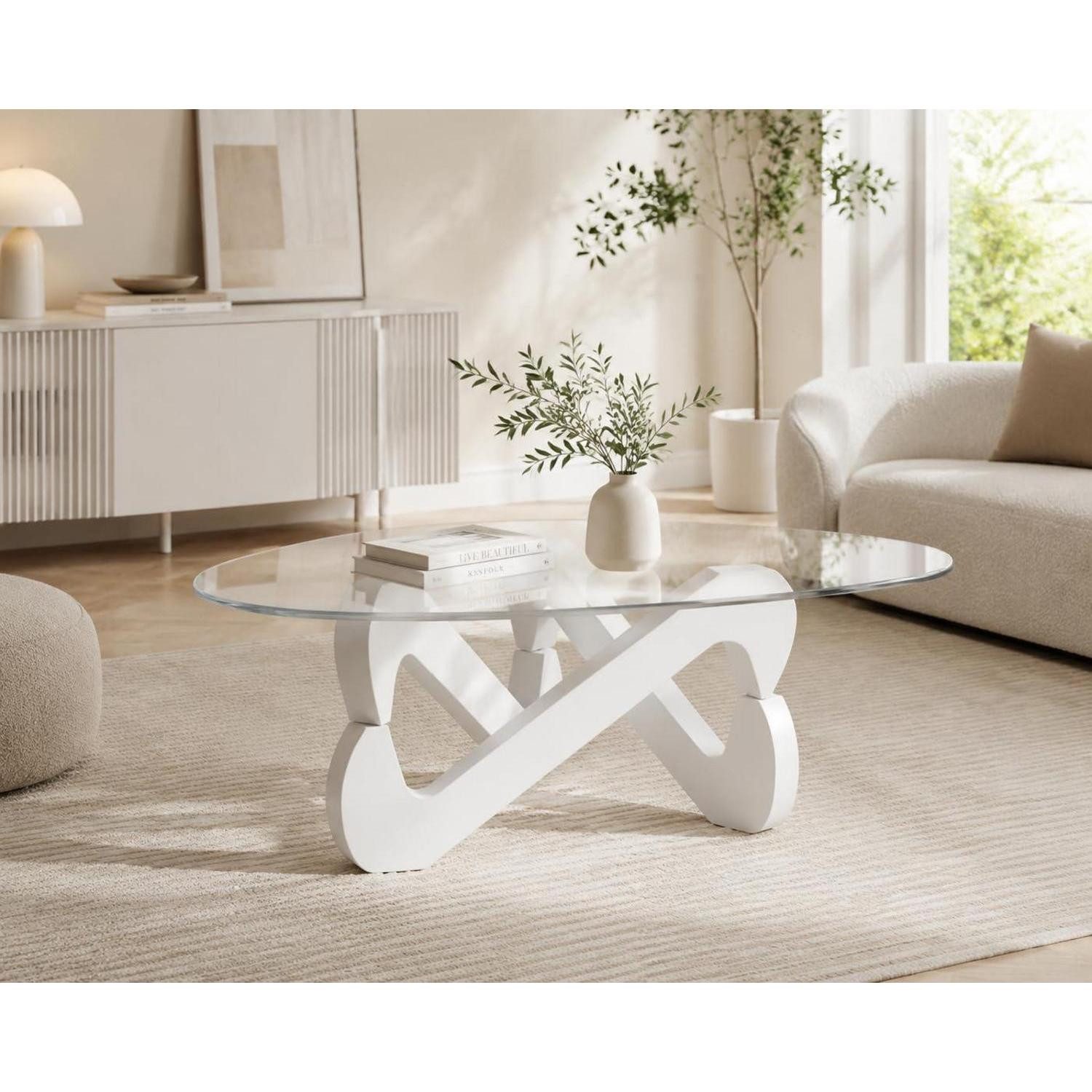 LuxusKollektion Couchtisch Couchtisch Dreieckig Glas Massivholz (1-St)