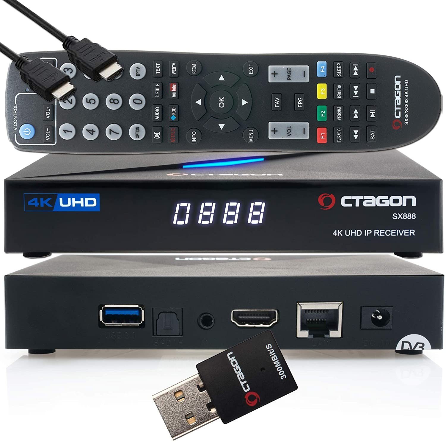 Box Mbits Stick Wifi 4K IPTV Set-Top Streaming-Box HEVC + IP UHD OCTAGON H.265 SX888 300