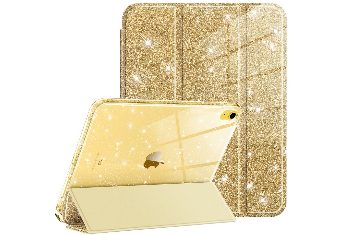 Fintie Tablet-Hülle für iPad 11 Generation 11 Zoll 2025(A16), iPad 10 Generation 2022, mit Stifthalter, Glitzernde Stoßfeste Case mit Glänzende Rückseite