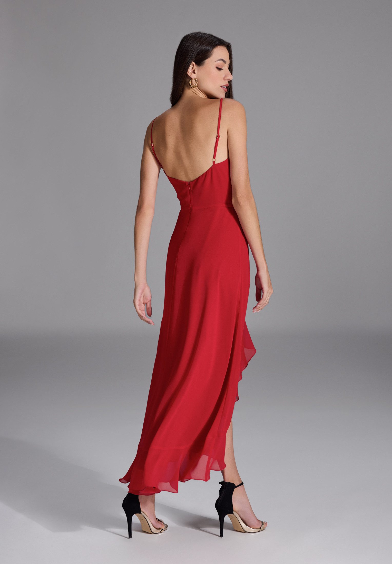 SWING Abendkleid - Abendkleid aus Chiffon Vokuhila Saum und Volants Figurbe günstig online kaufen