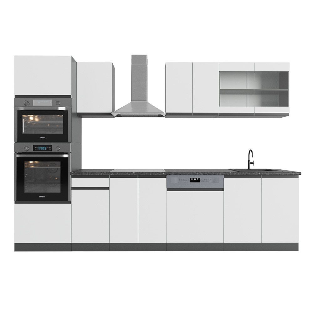 Vicco Küchenzeile R-Line, Weiß/Anthrazit, 300 cm günstig online kaufen