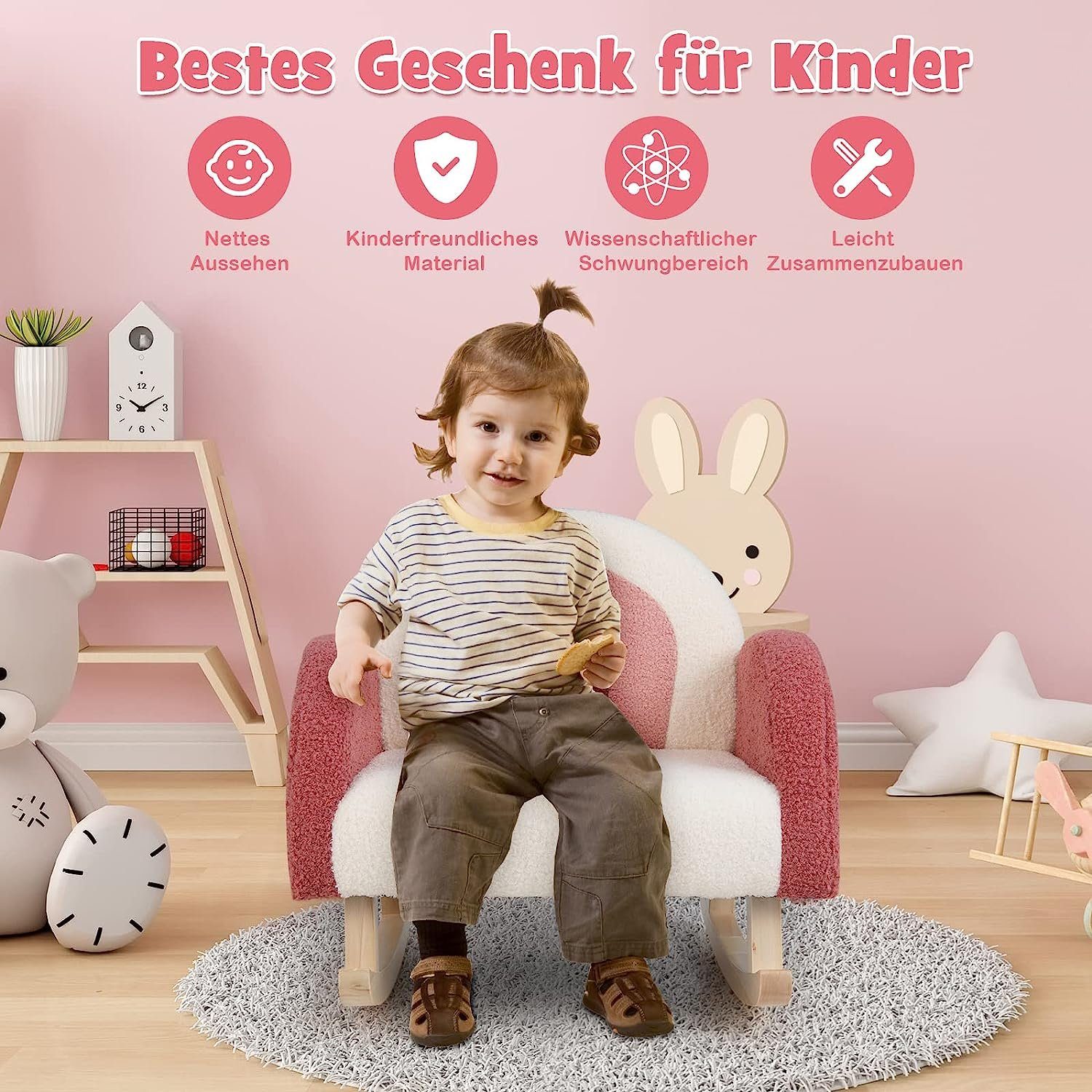 KOMFOTTEU Kindersessel Polstersessel, aus Teddysamt