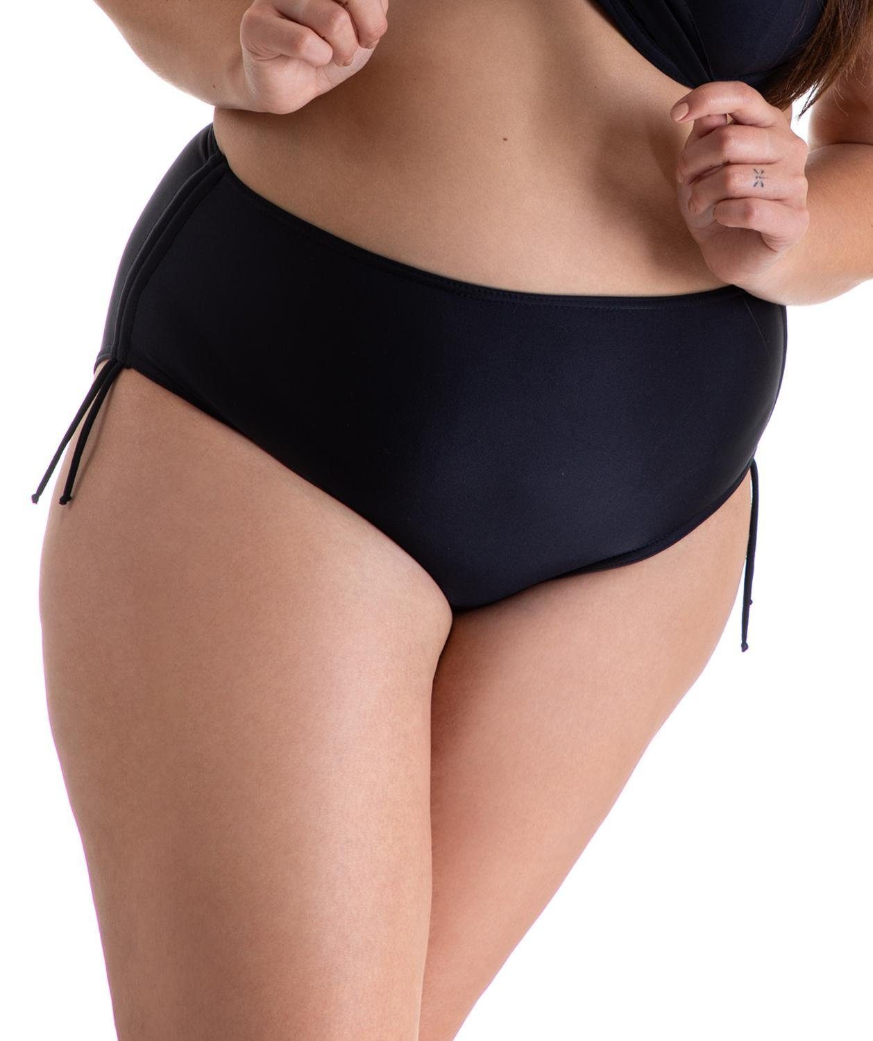 Aquarti Bikini-Hose Bikinihose Raffung mit Damen Aquarti Schwarz Schnüren und