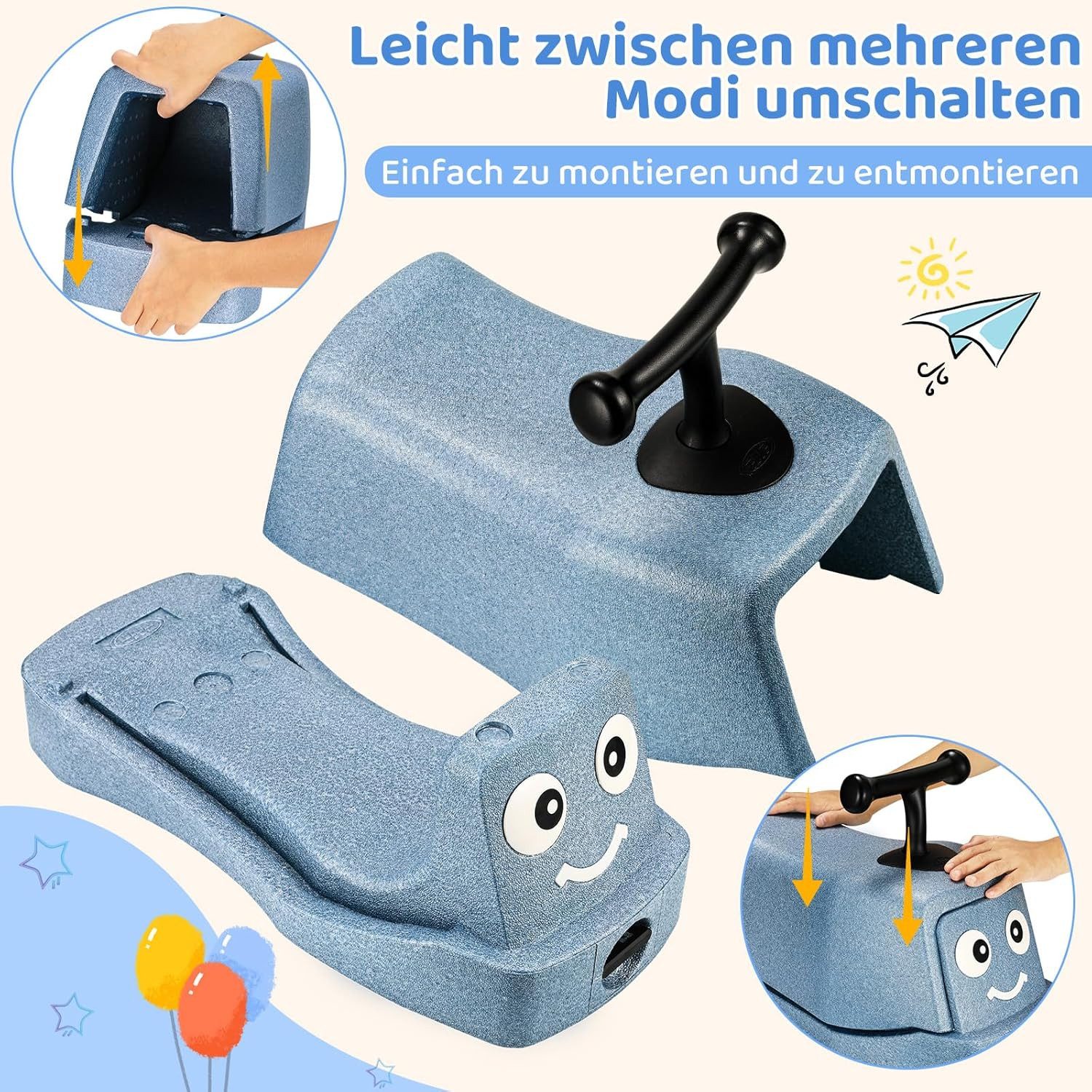 TLGREEN Rutscherauto 5 in 1 Babyrutscher mit Geräuschlose Räder, (Rutschfahrzeug), Babyroller bis 20kg, EPP, Baby Walker, Wippauto – Bild 5 von 5