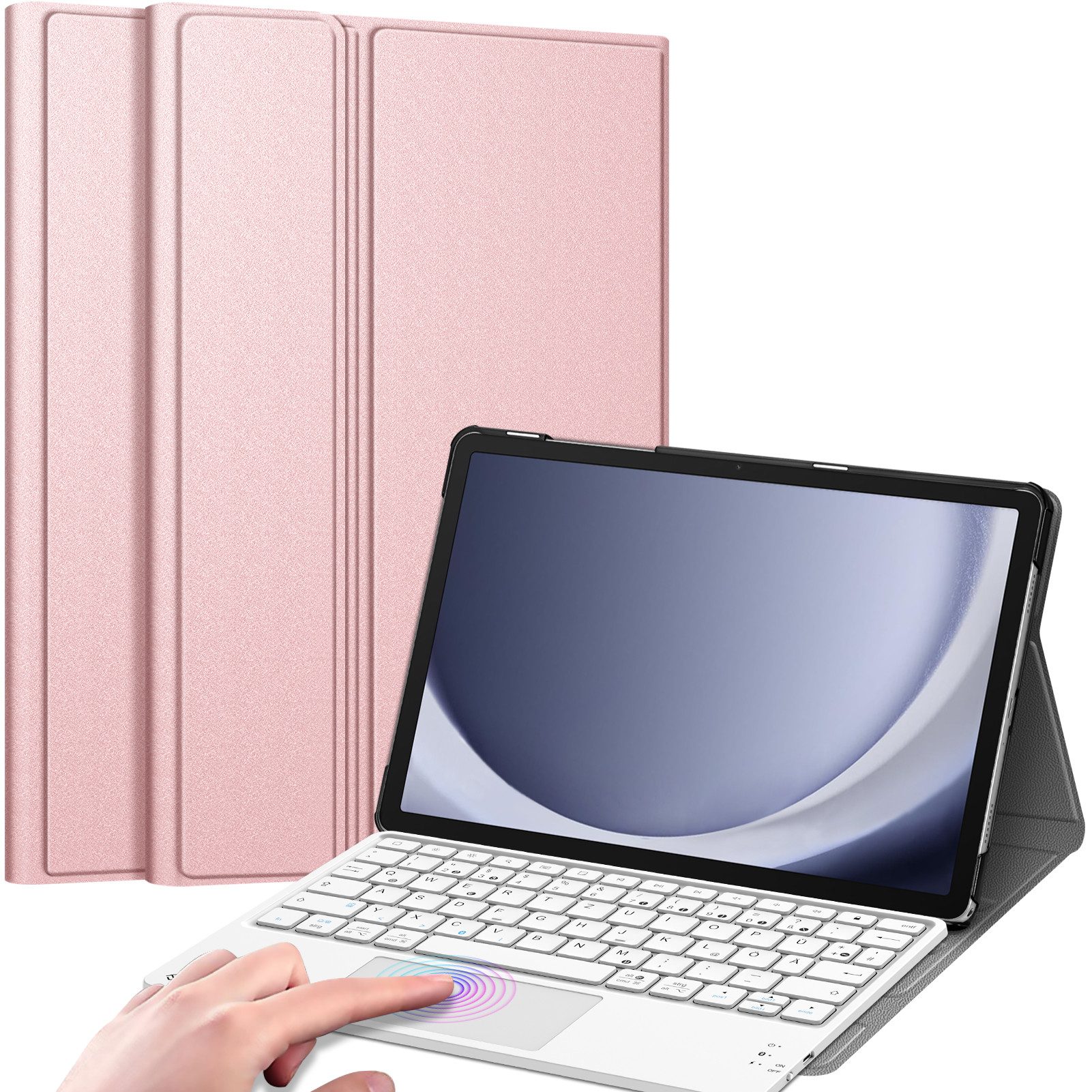 Fintie Hülle für Samsung Galaxy Tab A11+ Plus 11" 2025/Tab A9+ Plus 11'' 2023 Tablet-Tastatur (Deutscher Tastatur mit Touchpad Magnetisch Abnehmbarer Keyboard)
