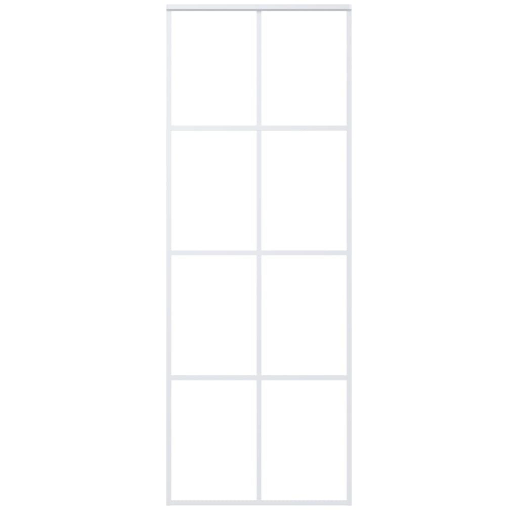 vidaXL Zimmertür Schiebetür ESG-Mattglas und Aluminium 76x205 cm Weiß