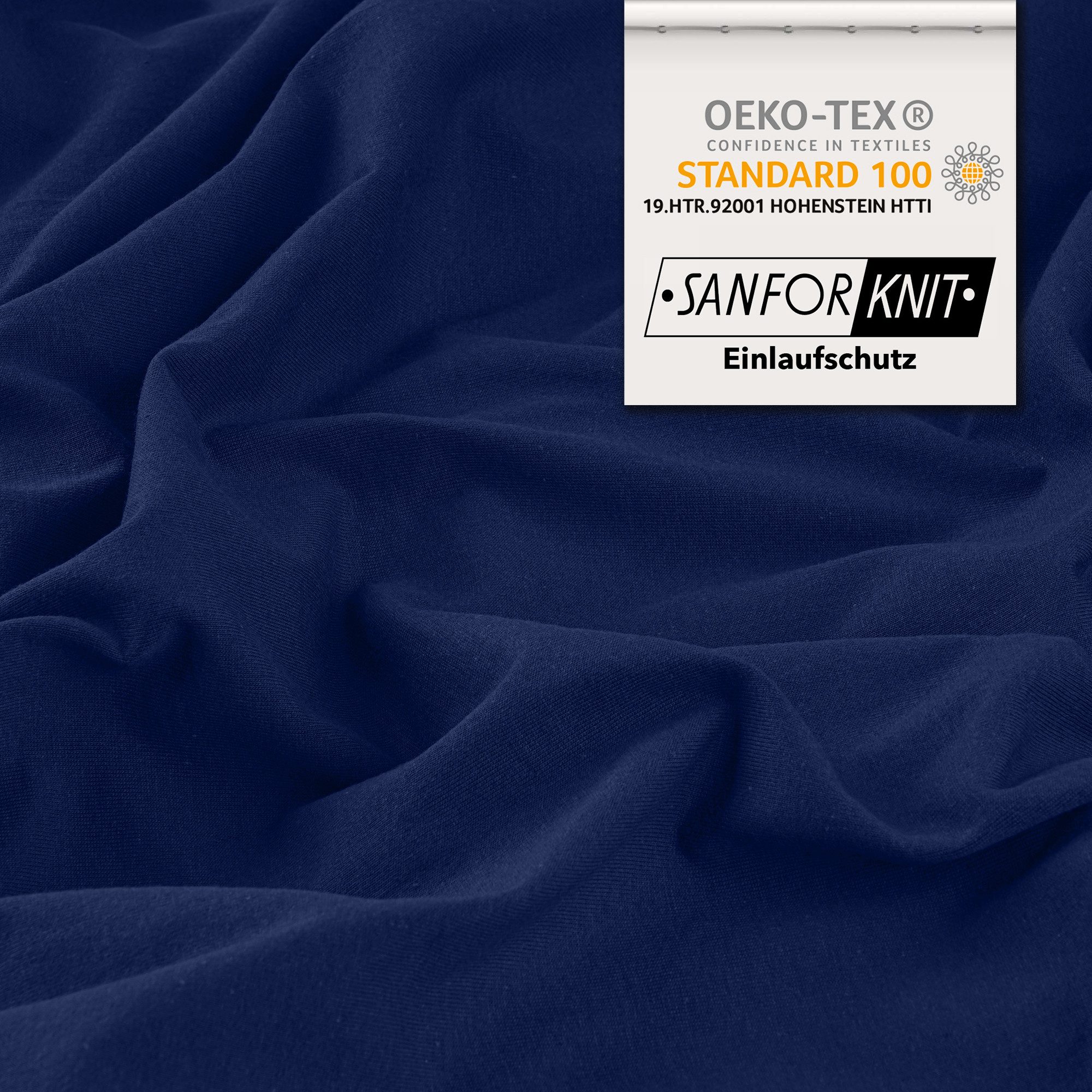 STUDIO Spannbettlaken Basic, viele Größen, 100% gekämmte Baumwolle, OEKO-TEX 100, Jersey, Baumwolle, Gummizug: rundum, (1 Stück), 100x200 cm Topper Spannbetttuch bis 14 cm Höhe - Marine