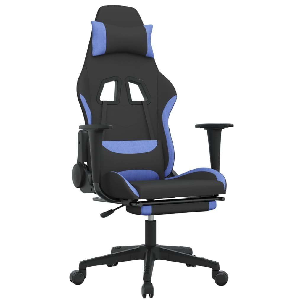 vidaXL Gaming-Stuhl Gaming-Stuhl mit Massage & Fußstütze Schwarz und Blau Stoff (1 St)
