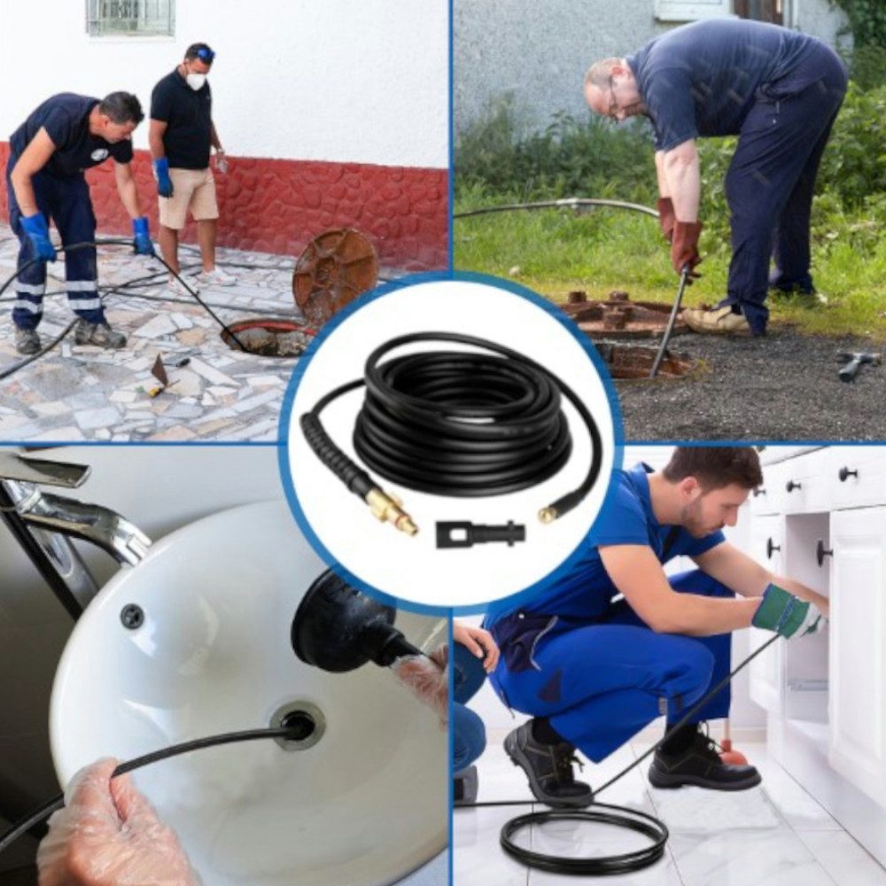 Trade-Shop Hochdruckschlauch passend für Kärcher K2, K3, K4, K5, K6, K7 Hochdruckreiniger, inkl. Rohrreinigungsdüse und Bajonett-Adapter / Schlauchlänge: 15m