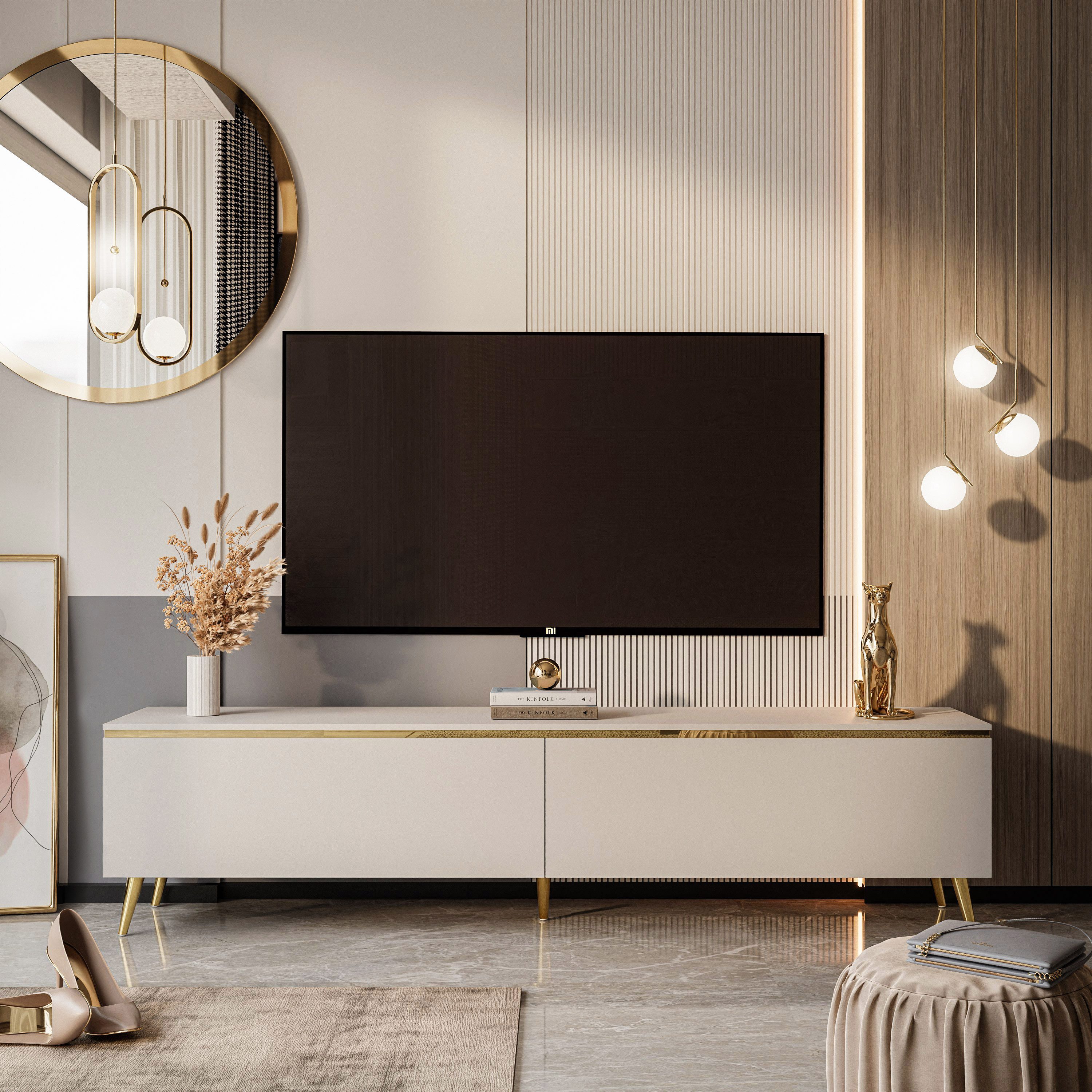 Lookway Lowboard AURORA Kaschmir Hängende TV-Schrank oder auf Beinen 180 cm