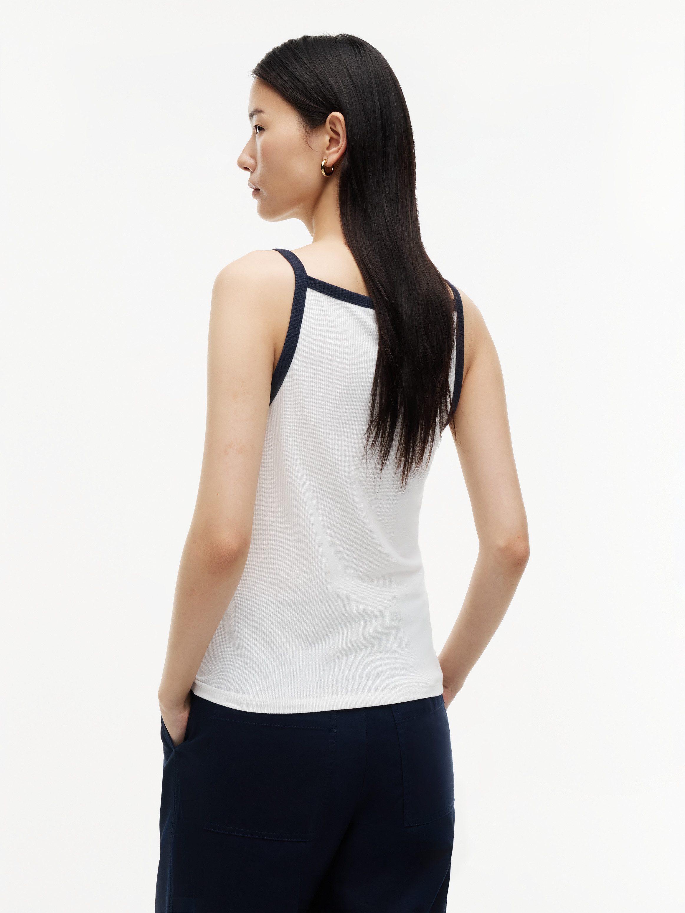Tommy Hilfiger Trägertop TH ROUNDAL SLIM TANK TOP Materialmix, Stretch, slim fit