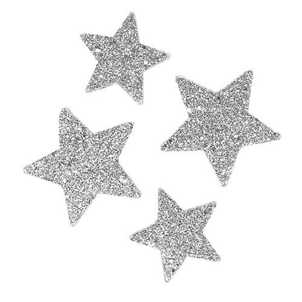 H-Erzmade Streudeko Sterne zum Streuen Silber sort. 4-5cm 72St