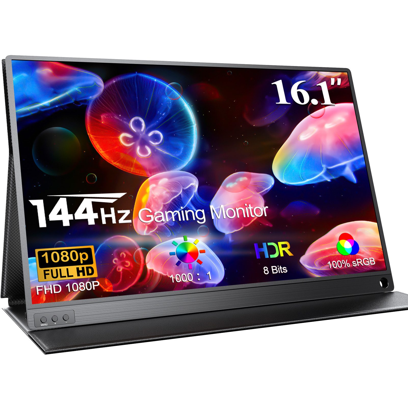 UPERFECT 144Hz Tragbarer Monitor 16,1 Zoll, FHD Gaming Monitor, Mini HDMI/USB-C Portabler Monitor (40,80 cm/16.1 ", 1920 x 1080 px, Full HD, 15 ms Reaktionszeit, 144 Hz, IPS, Externer Bildschirm für Laptop/Mac/Handy/PS4/PS5/Switch)