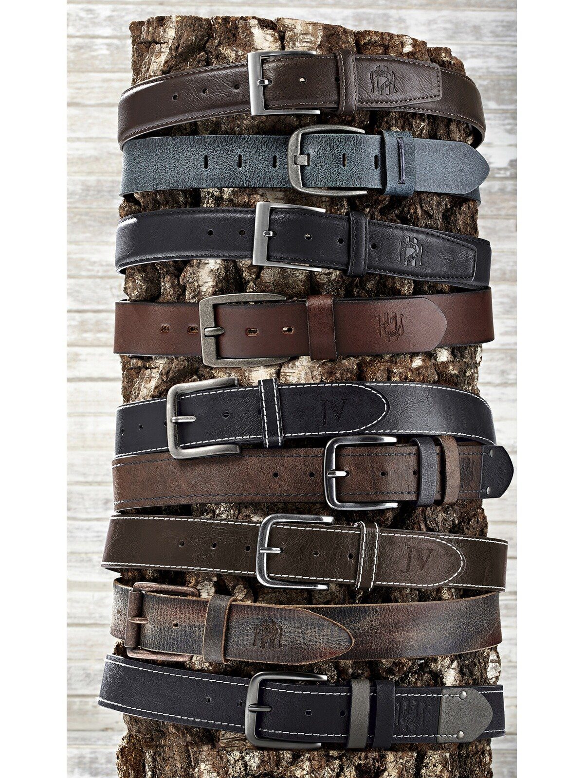 Jan Vanderstorm Ledergürtel BORAK (1-St) mit Prägung und Ziernähten günstig online kaufen