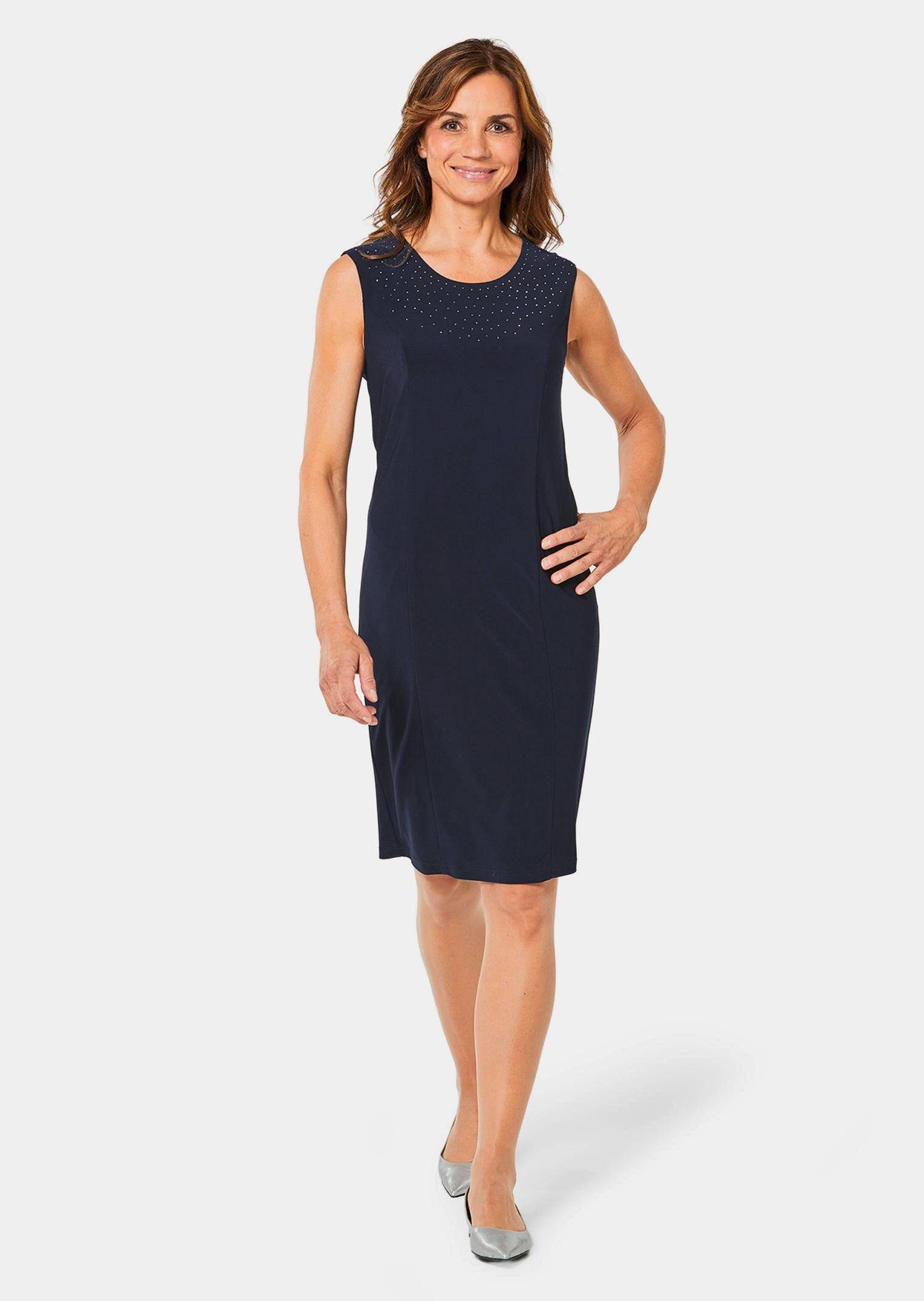 GOLDNER Jerseykleid Edles Jerseykleid mit Chiffonjäckchen Chiffonjacke mit Langarm und Midikleid mit Rundhals und Knielänge